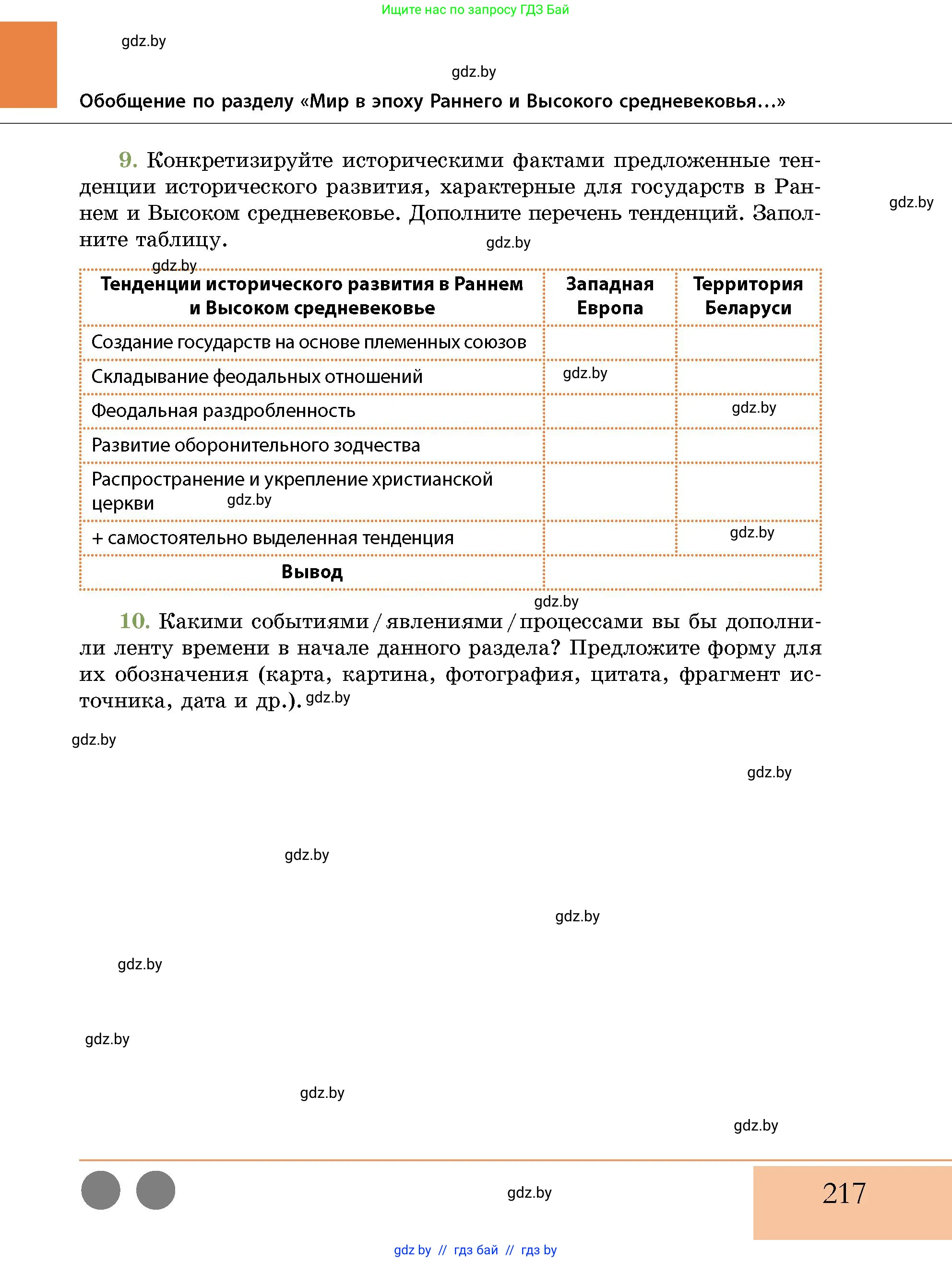 История Беларуси (Гісторыя Беларусі), 10 класс Учебник, авторы: Кохановский Александр Генадьевич, Кошелев Владимир Сергеевич, Темушев Степан Николаевич, Черепко С А, Белозорович В А, Матюшевская М И, Риер Я Г, Ходин С Н, издательство Издательский центр БГУ, Минск, 2024, бежевого цвета, Часть 1, страница 217