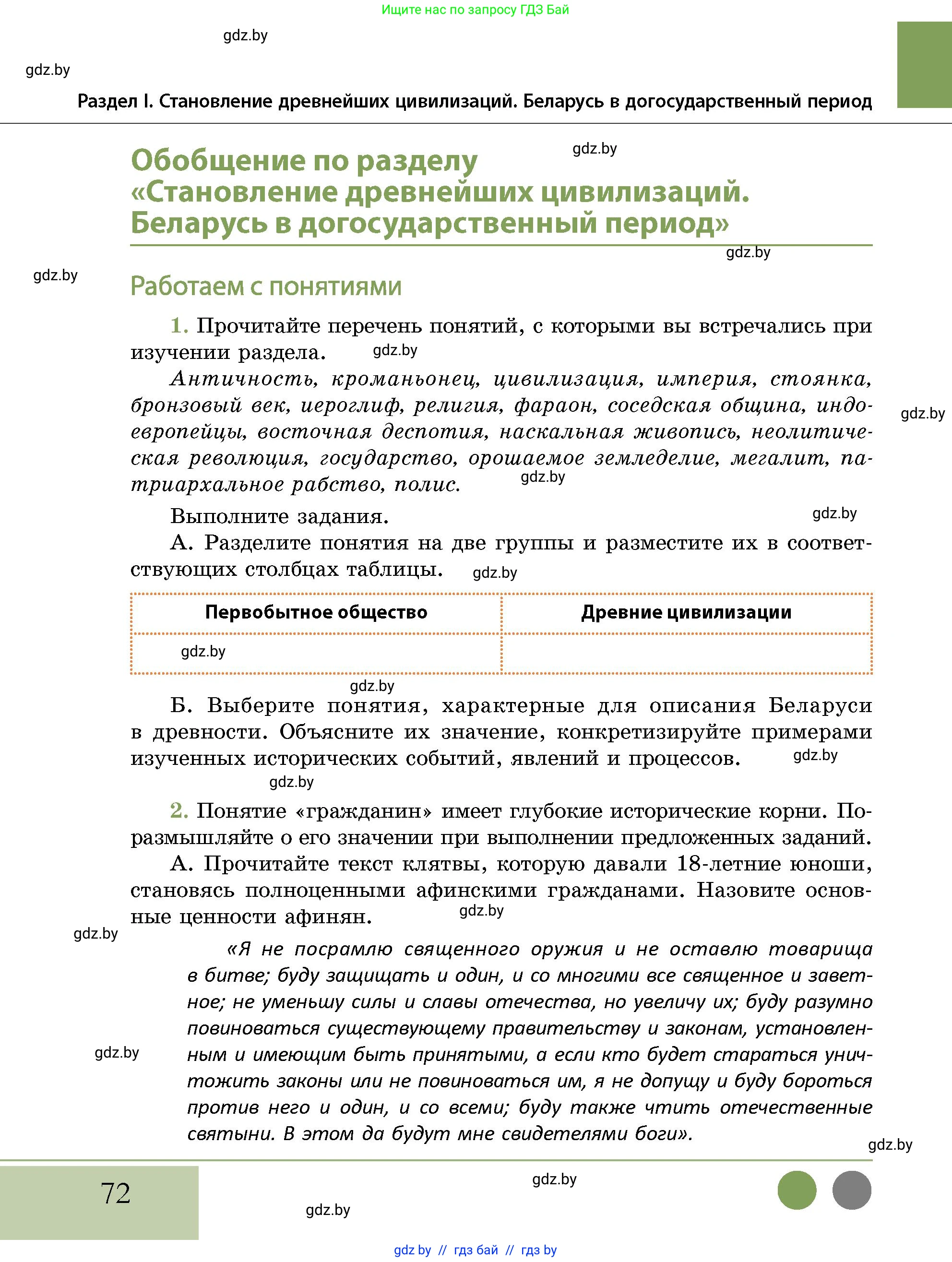 История Беларуси (Гісторыя Беларусі), 10 класс Учебник, авторы: Кохановский Александр Генадьевич, Кошелев Владимир Сергеевич, Темушев Степан Николаевич, Черепко С А, Белозорович В А, Матюшевская М И, Риер Я Г, Ходин С Н, издательство Издательский центр БГУ, Минск, 2024, бежевого цвета, Часть 1, страница 72