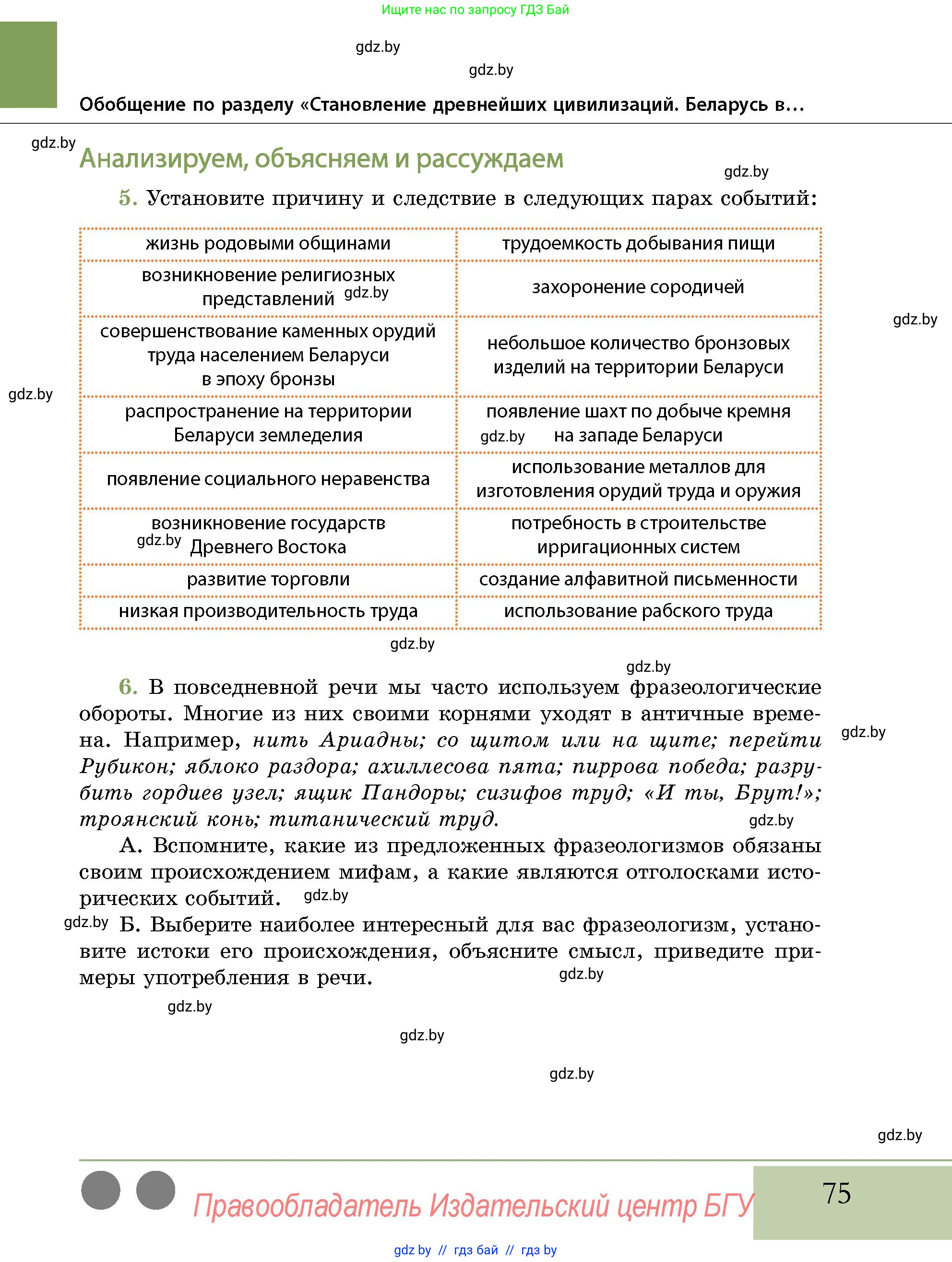 История Беларуси (Гісторыя Беларусі), 10 класс Учебник, авторы: Кохановский Александр Генадьевич, Кошелев Владимир Сергеевич, Темушев Степан Николаевич, Черепко С А, Белозорович В А, Матюшевская М И, Риер Я Г, Ходин С Н, издательство Издательский центр БГУ, Минск, 2024, бежевого цвета, Часть 1, страница 75