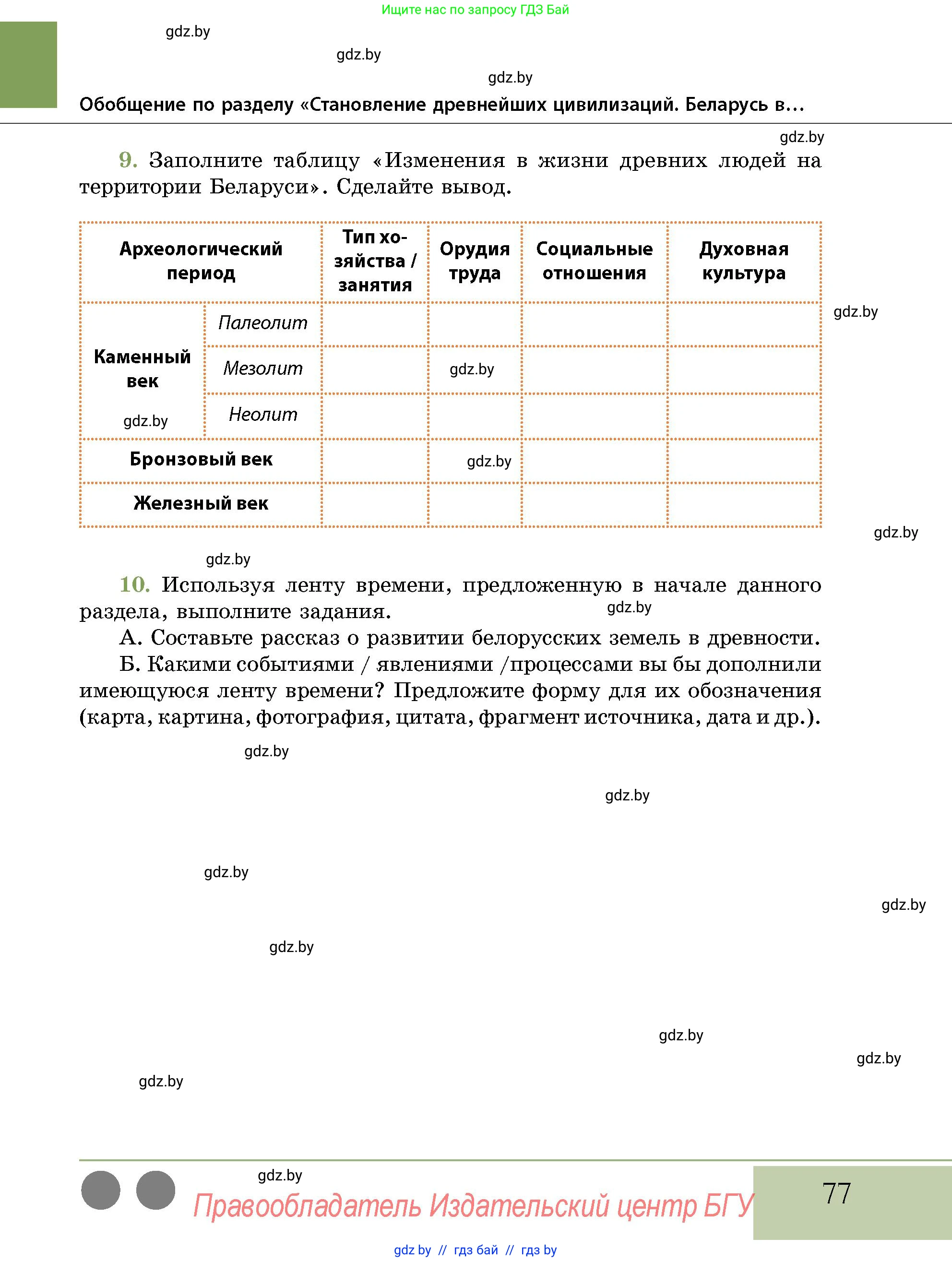 История Беларуси (Гісторыя Беларусі), 10 класс Учебник, авторы: Кохановский Александр Генадьевич, Кошелев Владимир Сергеевич, Темушев Степан Николаевич, Черепко С А, Белозорович В А, Матюшевская М И, Риер Я Г, Ходин С Н, издательство Издательский центр БГУ, Минск, 2024, бежевого цвета, Часть 1, страница 77