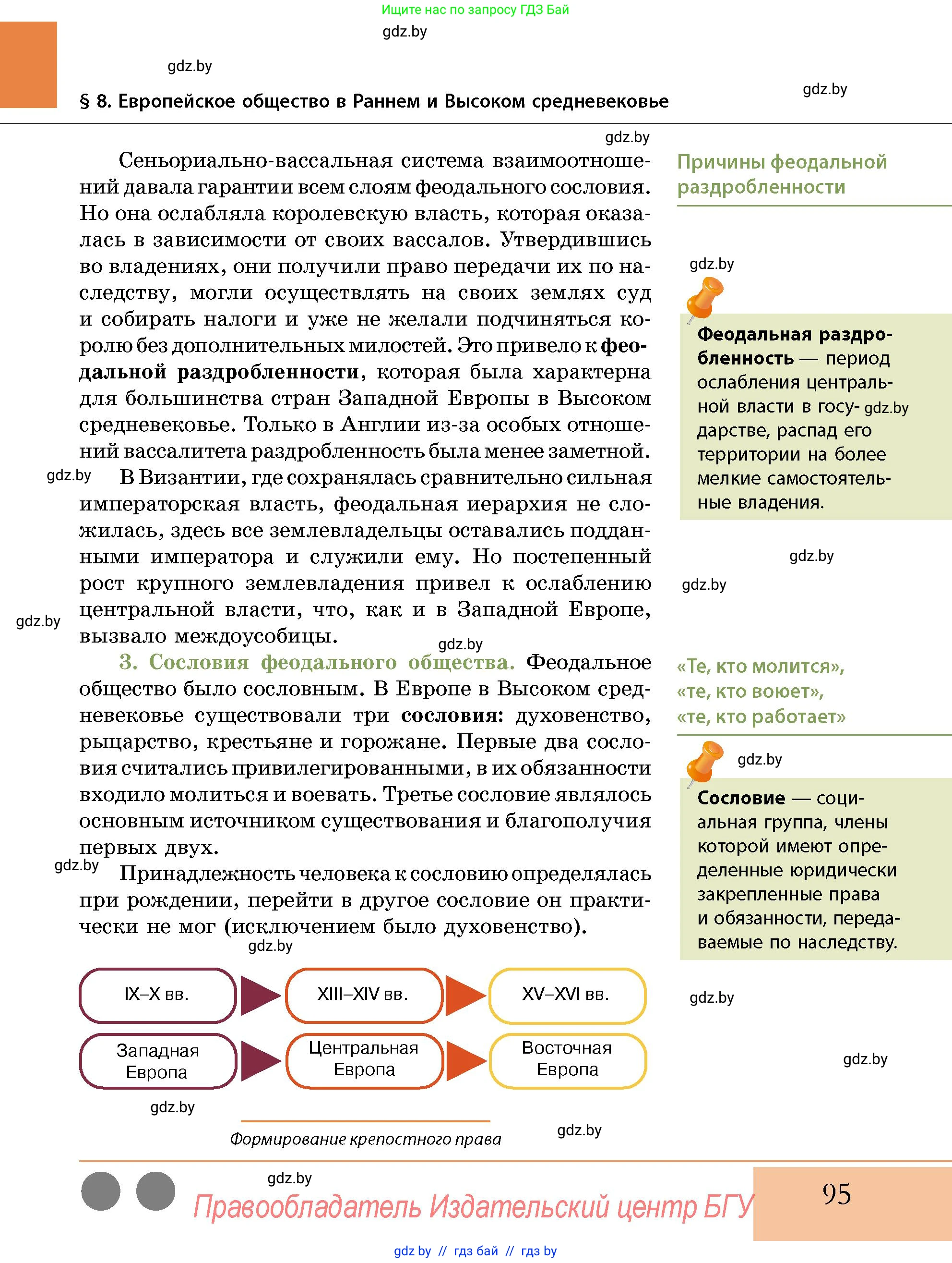 История Беларуси (Гісторыя Беларусі), 10 класс Учебник, авторы: Кохановский Александр Генадьевич, Кошелев Владимир Сергеевич, Темушев Степан Николаевич, Черепко С А, Белозорович В А, Матюшевская М И, Риер Я Г, Ходин С Н, издательство Издательский центр БГУ, Минск, 2024, бежевого цвета, страница 95