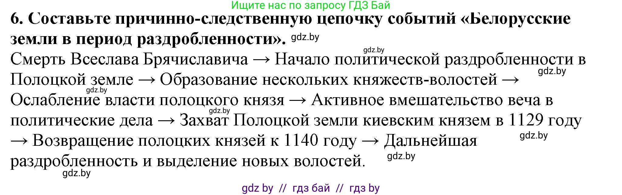 История Беларуси (Гісторыя Беларусі), 10 класс Учебник, авторы: Кохановский Александр Генадьевич, Кошелев Владимир Сергеевич, Темушев Степан Николаевич, Черепко С А, Белозорович В А, Матюшевская М И, Риер Я Г, Ходин С Н, издательство Издательский центр БГУ, Минск, 2024, бежевого цвета, Часть 1, страница 166, номер 6, Решение