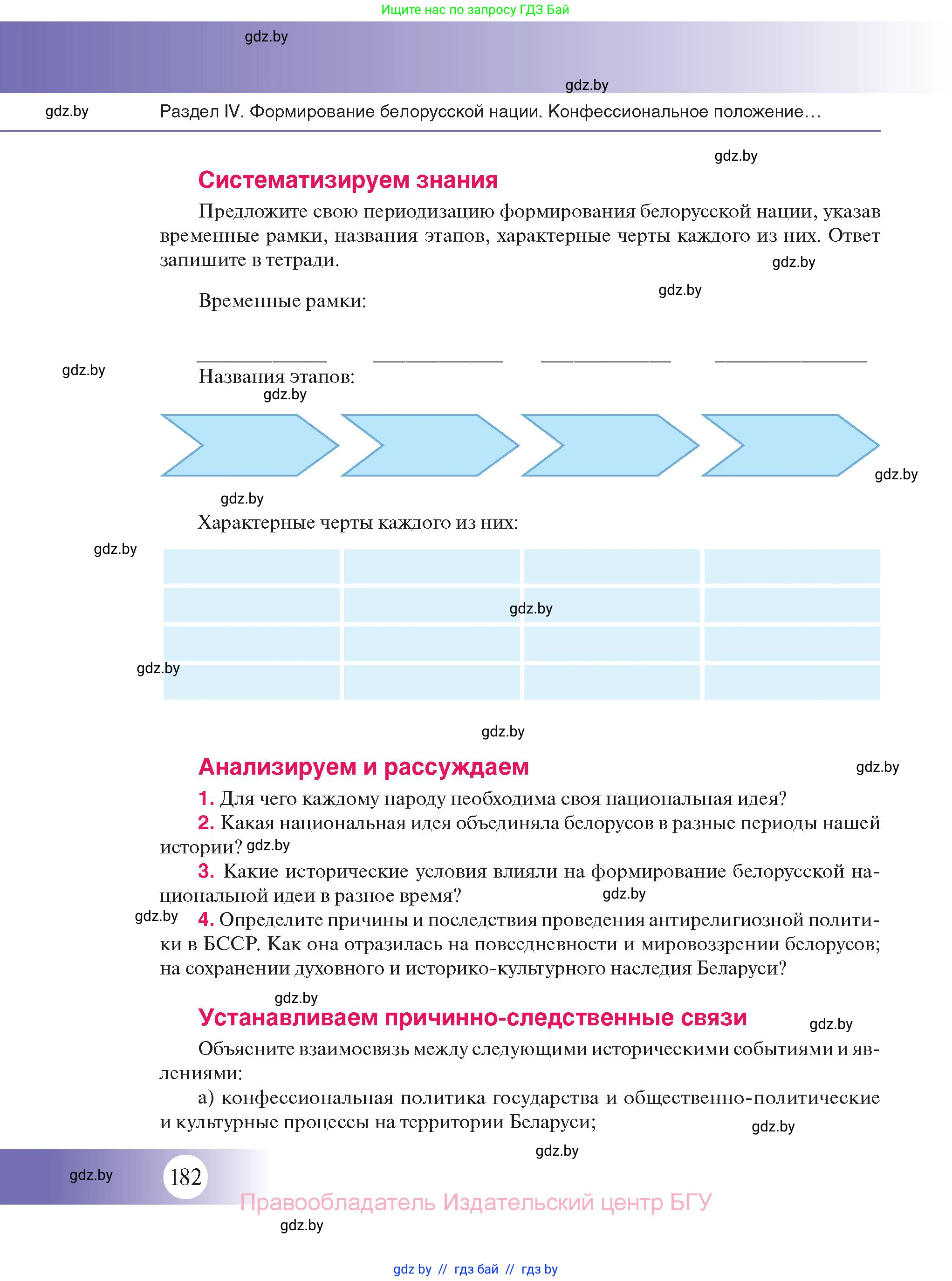 История Беларуси (Гісторыя Беларусі), 11 класс Учебник, авторы: Касович Александр Валерьевич, Барабаш Наталья Викторовна, Корзюк А А, Йоцюс В А, Матюш П А, Соловьянов А П, издательство Издательский центр БГУ, Минск, 2021, страница 182