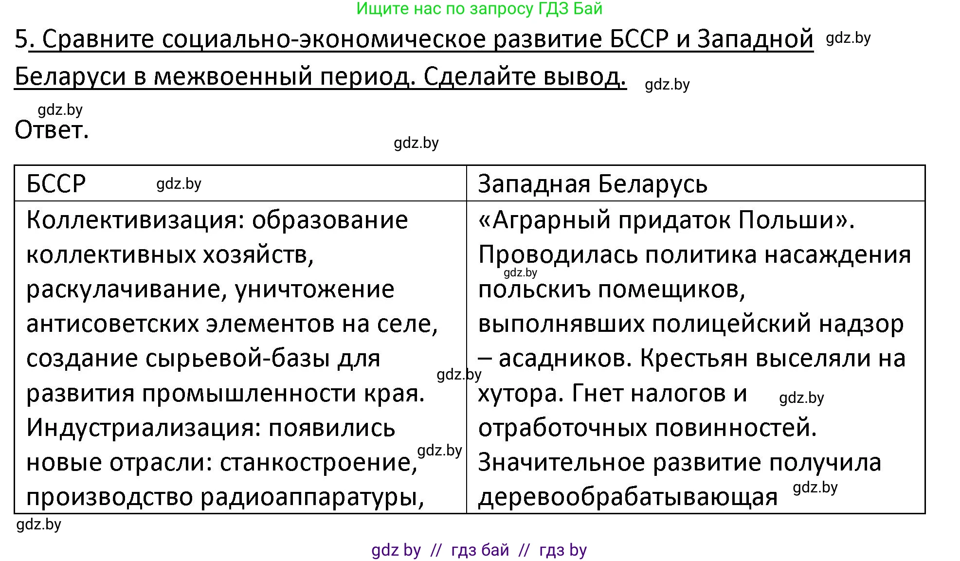 История Беларуси (Гісторыя Беларусі), 11 класс Учебник, авторы: Касович Александр Валерьевич, Барабаш Наталья Викторовна, Корзюк А А, Йоцюс В А, Матюш П А, Соловьянов А П, издательство Издательский центр БГУ, Минск, 2021, страница 81, номер 5, Решение