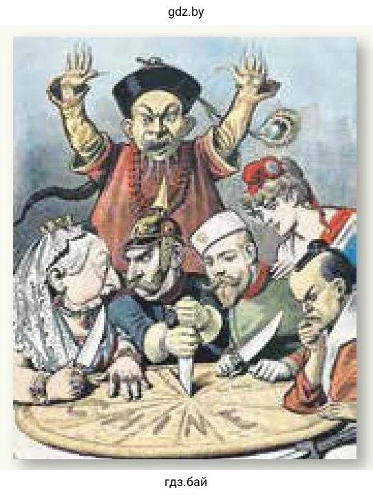В 1898 г. французский художник Ж. Мейер создал карикатуру «Китай: пирог королей и императоров»