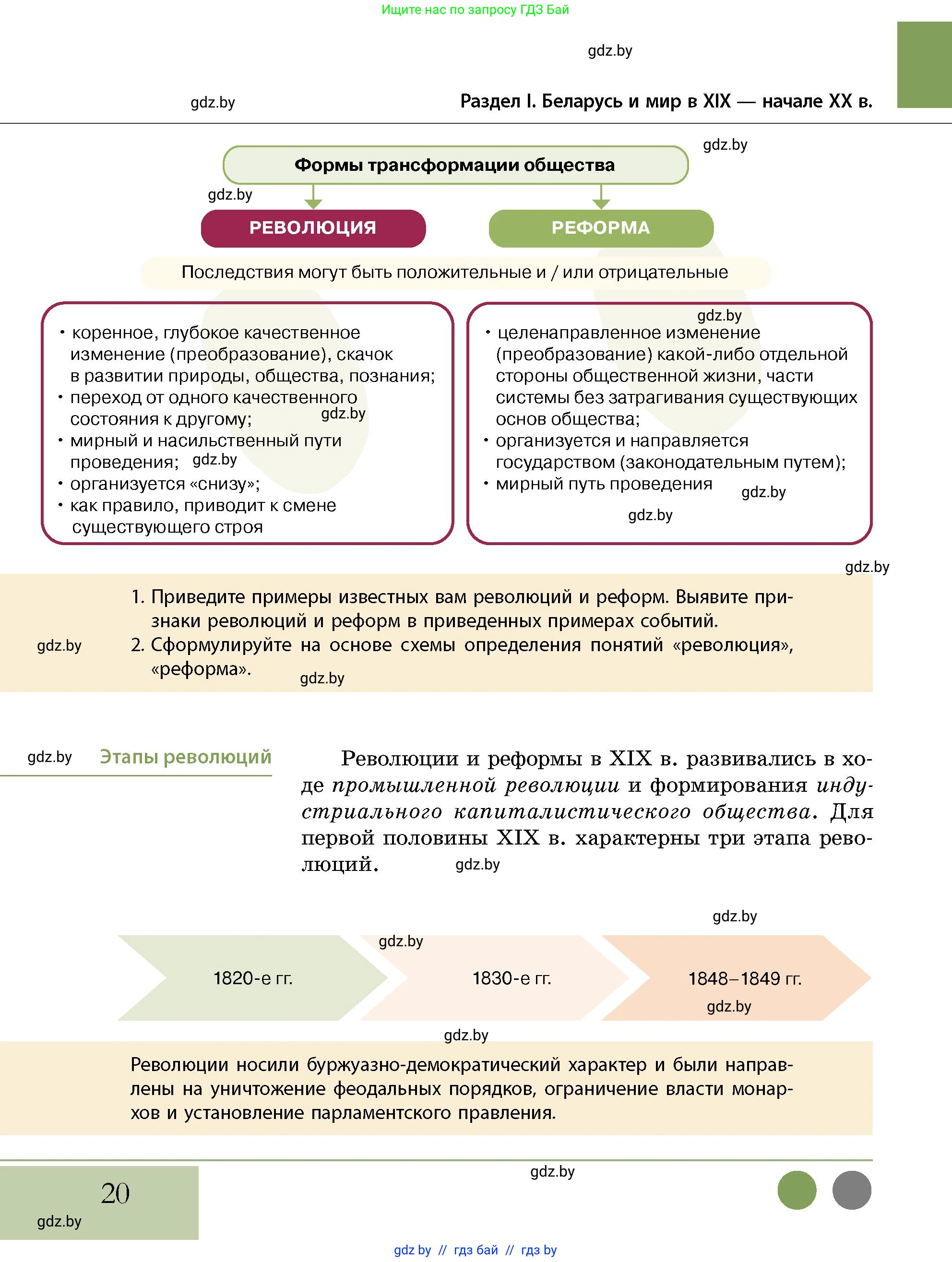 История Беларуси (Гісторыя Беларусі), 11 класс Учебник, авторы: Кохановский Александр Генадьевич, Кошелев Владимир Сергеевич, Темушев Степан Николаевич, Мох Е Н, Мезга Н Н, Корсак А И, Маскевич А И, Ходин С Н, издательство Издательский центр БГУ, Минск, 2025, зелёного цвета, страница 20