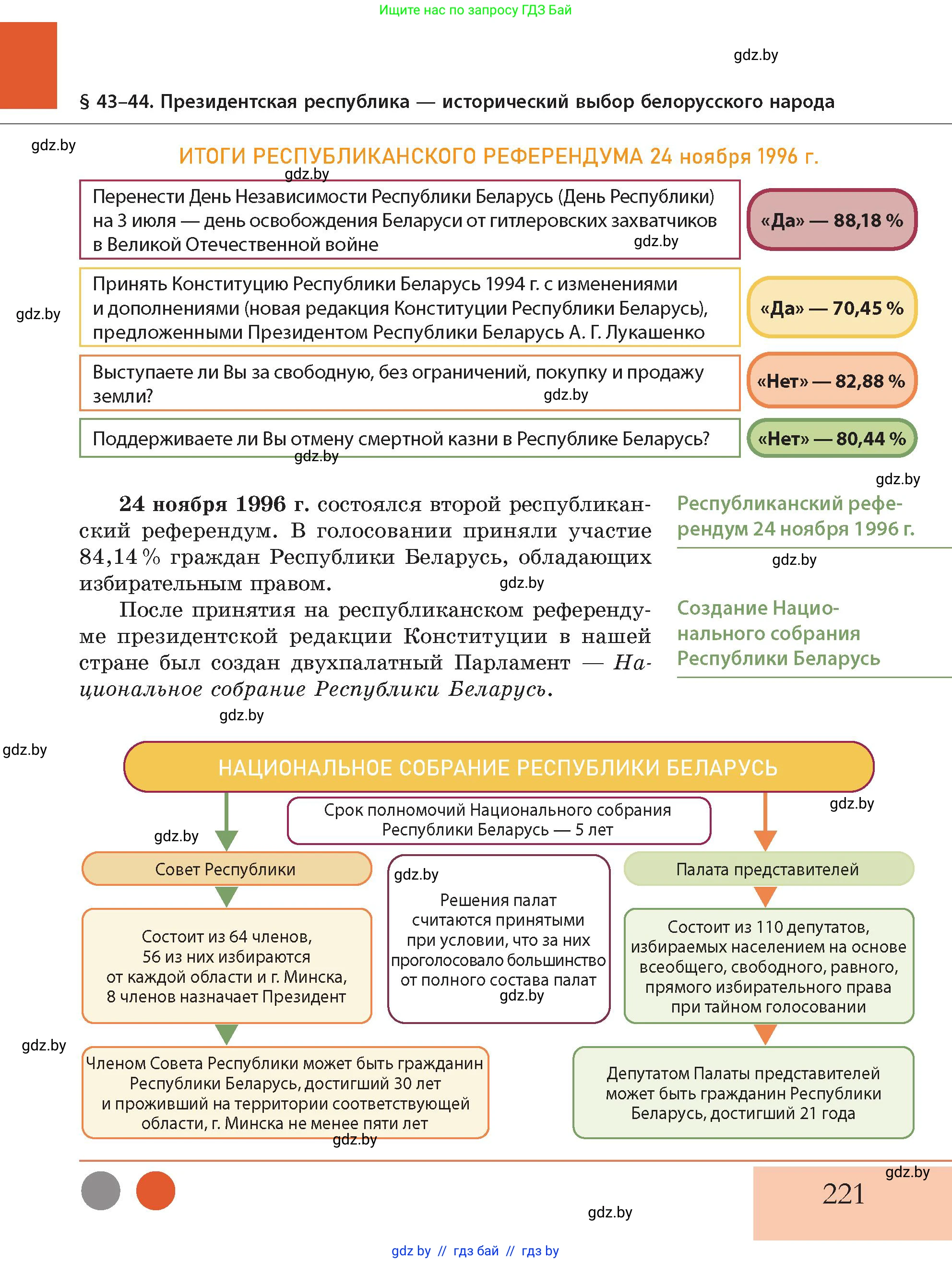История Беларуси (Гісторыя Беларусі), 11 класс Учебник, авторы: Кохановский Александр Генадьевич, Кошелев Владимир Сергеевич, Темушев Степан Николаевич, Мох Е Н, Мезга Н Н, Корсак А И, Маскевич А И, Ходин С Н, издательство Издательский центр БГУ, Минск, 2025, зелёного цвета, страница 221