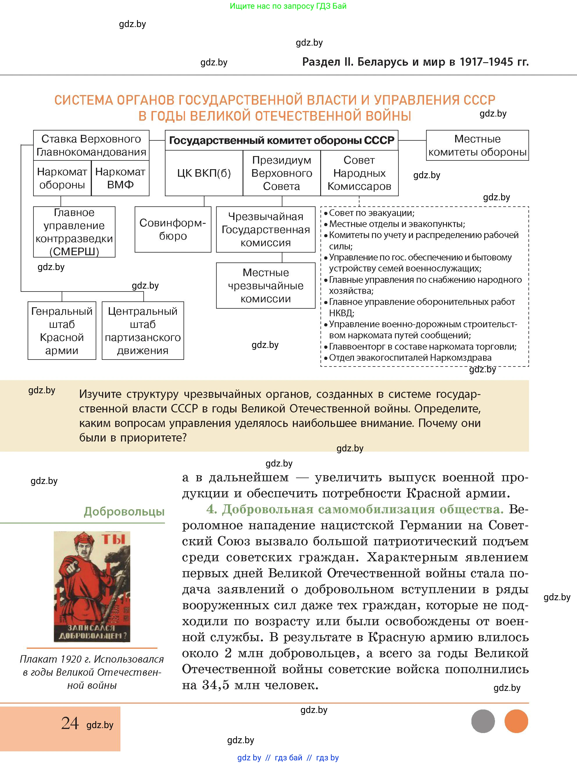 История Беларуси (Гісторыя Беларусі), 11 класс Учебник, авторы: Кохановский Александр Генадьевич, Кошелев Владимир Сергеевич, Темушев Степан Николаевич, Мох Е Н, Мезга Н Н, Корсак А И, Маскевич А И, Ходин С Н, издательство Издательский центр БГУ, Минск, 2025, зелёного цвета, Часть 2, страница 24