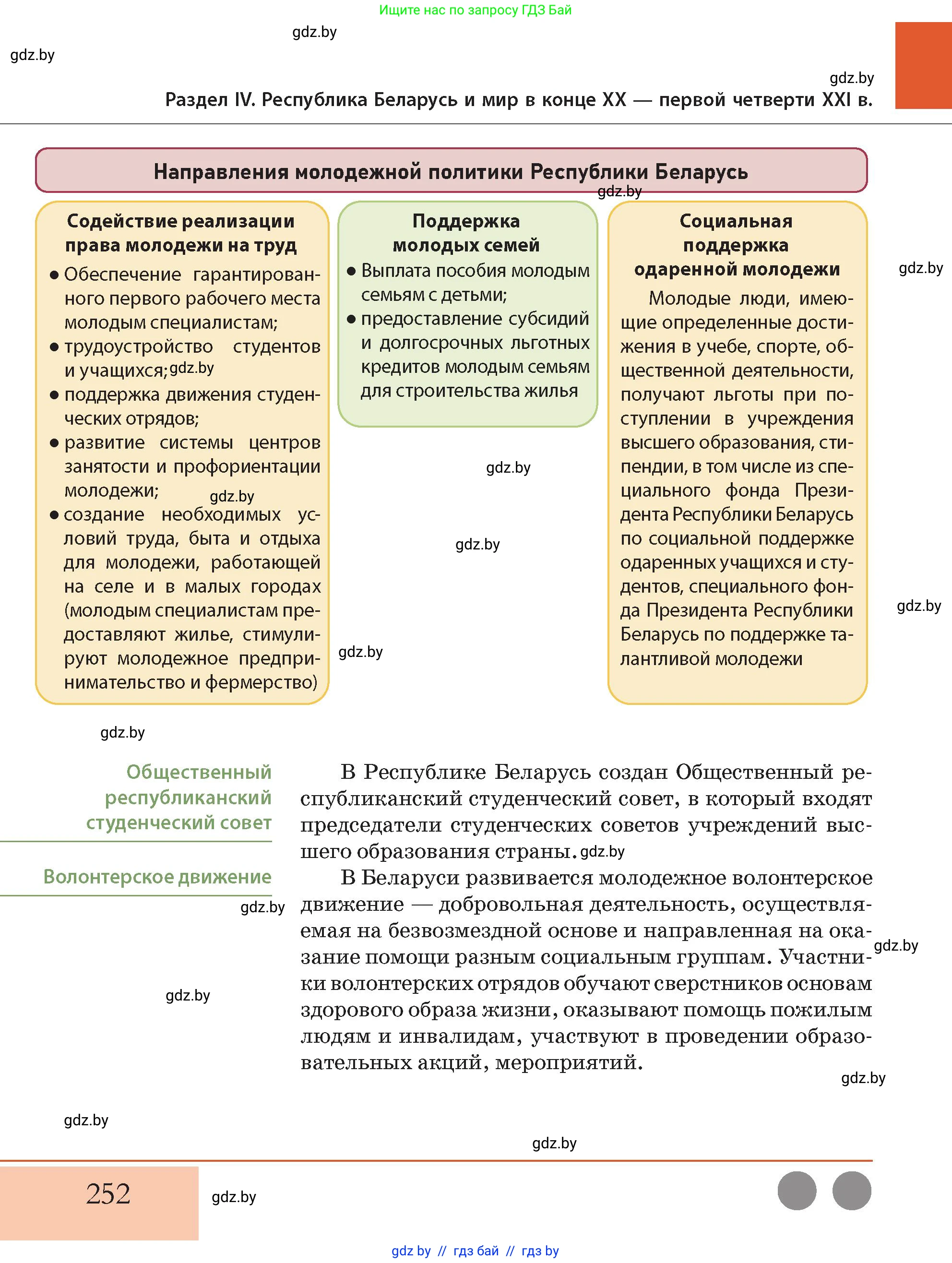История Беларуси (Гісторыя Беларусі), 11 класс Учебник, авторы: Кохановский Александр Генадьевич, Кошелев Владимир Сергеевич, Темушев Степан Николаевич, Мох Е Н, Мезга Н Н, Корсак А И, Маскевич А И, Ходин С Н, издательство Издательский центр БГУ, Минск, 2025, зелёного цвета, страница 252