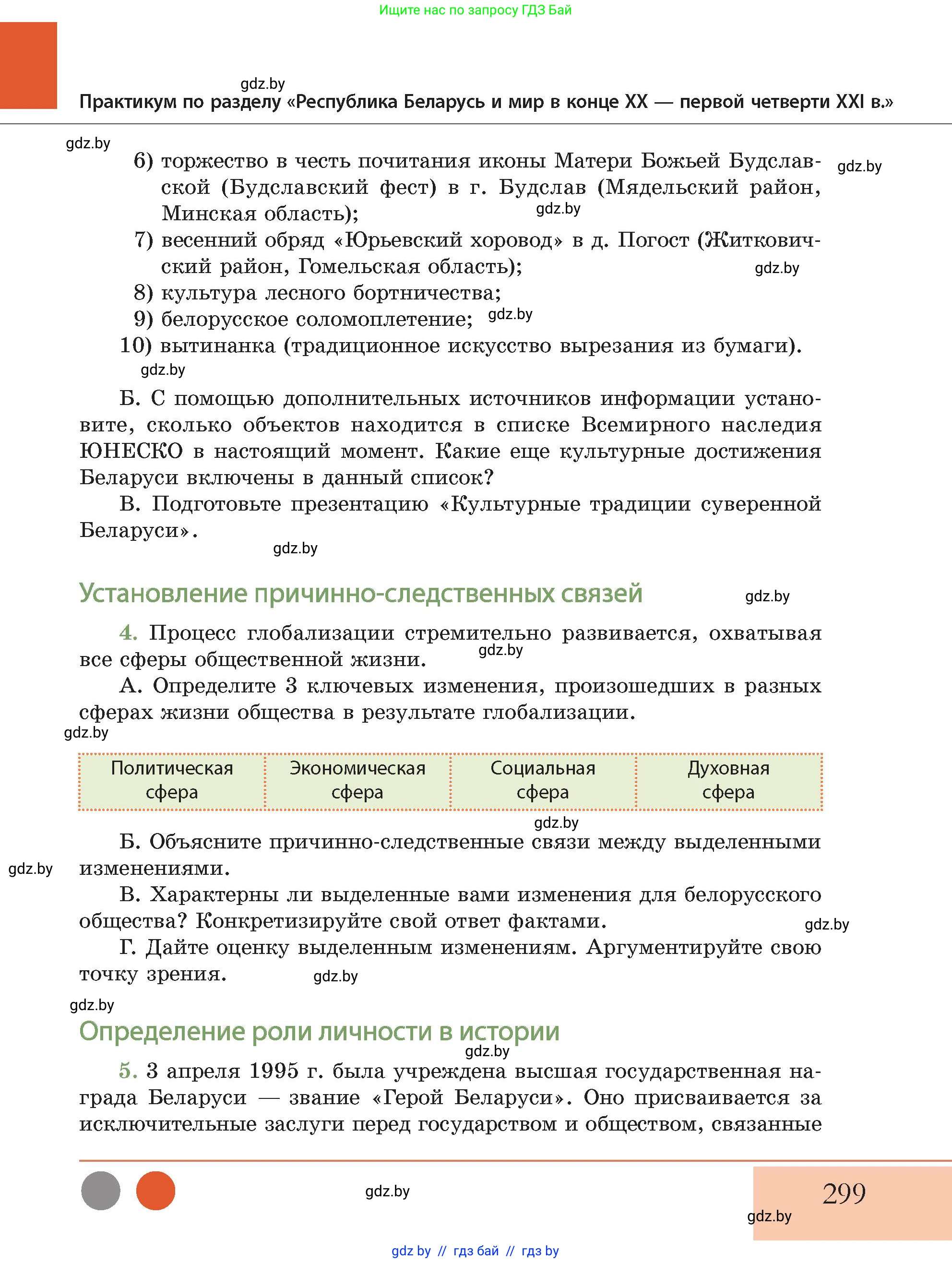 История Беларуси (Гісторыя Беларусі), 11 класс Учебник, авторы: Кохановский Александр Генадьевич, Кошелев Владимир Сергеевич, Темушев Степан Николаевич, Мох Е Н, Мезга Н Н, Корсак А И, Маскевич А И, Ходин С Н, издательство Издательский центр БГУ, Минск, 2025, зелёного цвета, Часть 2, страница 299