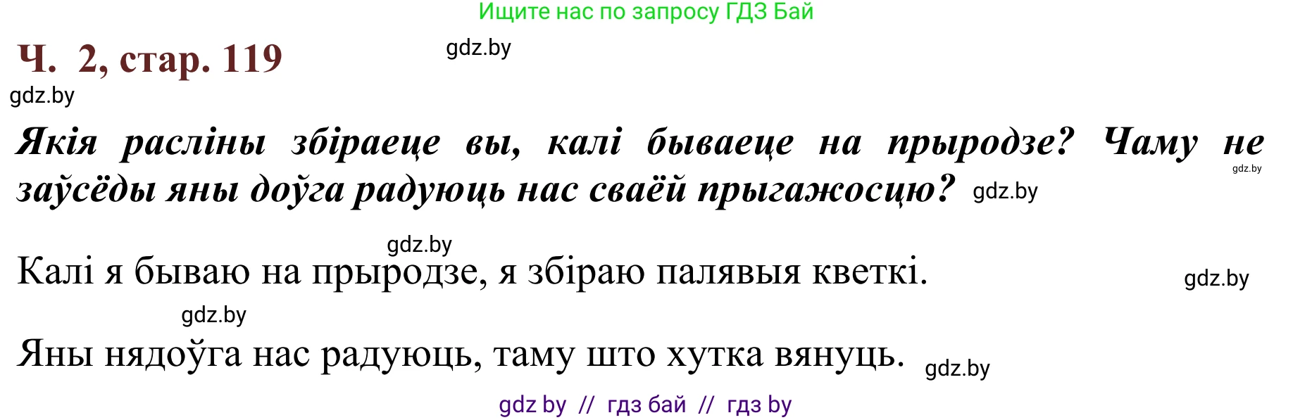 Літаратурнае чытанне, 2 класс Учебник, авторы: Антонава Надзея Уладзіславаўна, Буторына Ірына Аляксандраўна, Галяш Галіна Аксеньеўна, издательство Нацыянальны інстытут адукацыі, Минск, 2021, жёлтого цвета, Часть 2, страница 119, Решение