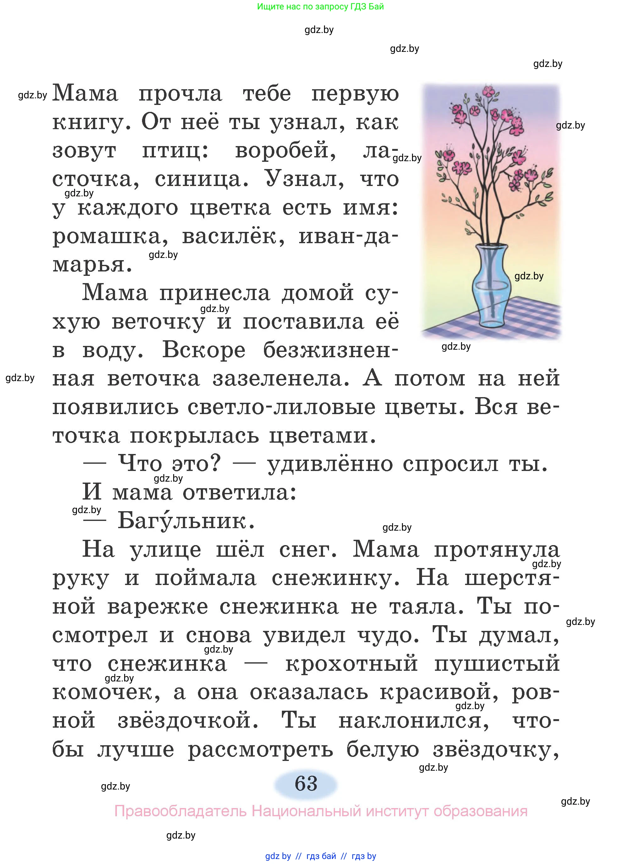 Литературное чтение, 2 класс Учебник, авторы: Воропаева Валентина Степановна, Куцанова Татьяна Степановна, издательство Национальный институт образования, Минск, 2022, голубого цвета, страница 63