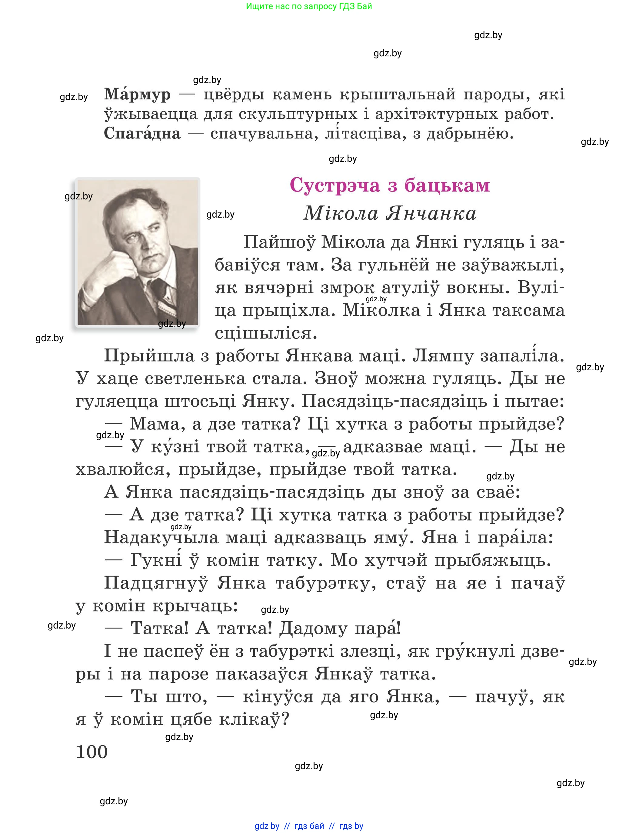 Літаратурнае чытанне, 4 класс Учебник, авторы: Жуковіч Мікалай Васільевіч, Праскаловіч Вольга Уладзіміраўна, издательство Нацыянальны інстытут адукацыі, Минск, 2024, зелёного цвета, Часть 2, страница 100