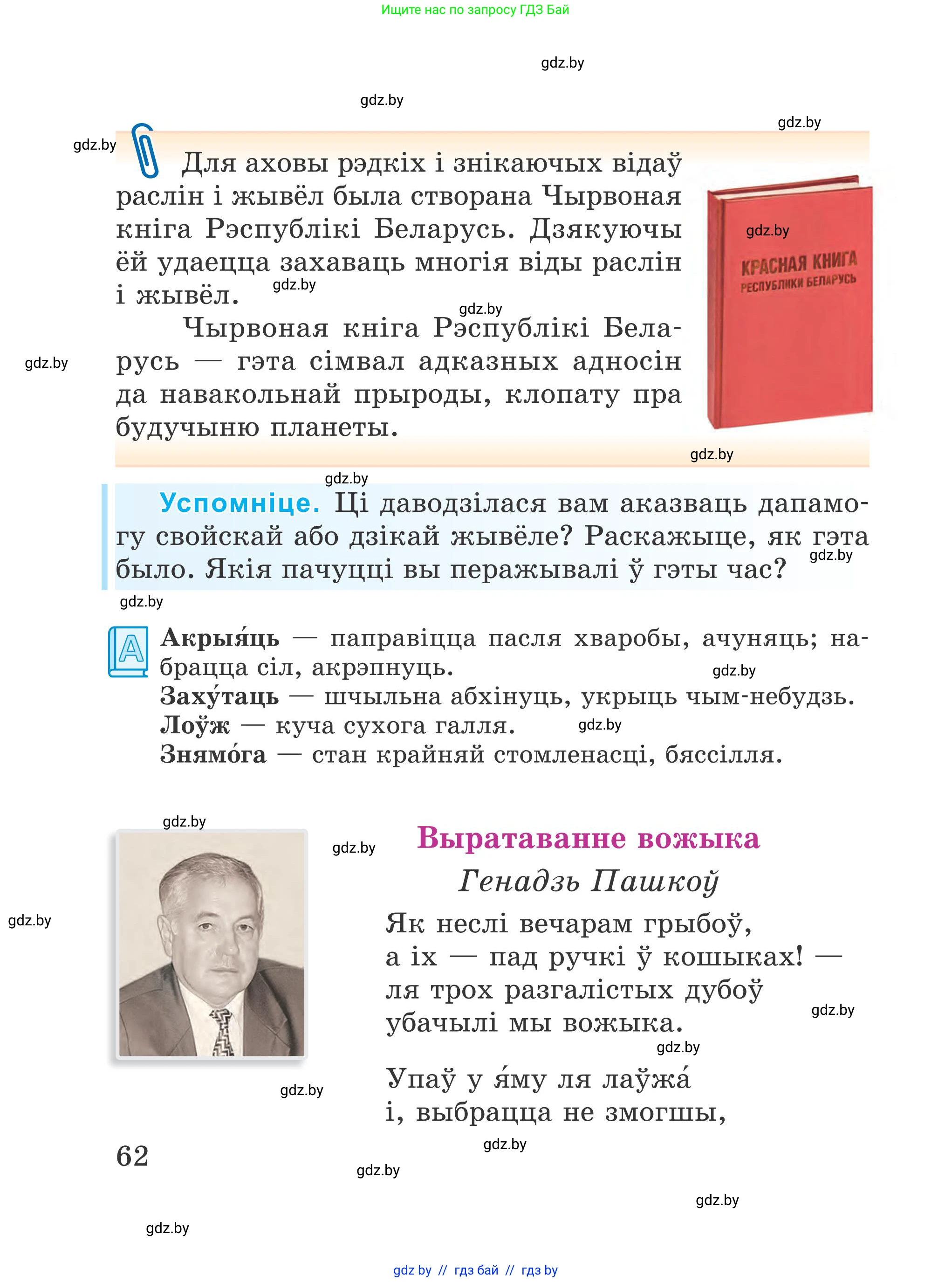 Літаратурнае чытанне, 4 класс Учебник, авторы: Жуковіч Мікалай Васільевіч, Праскаловіч Вольга Уладзіміраўна, издательство Нацыянальны інстытут адукацыі, Минск, 2024, зелёного цвета, Часть 2, страница 62