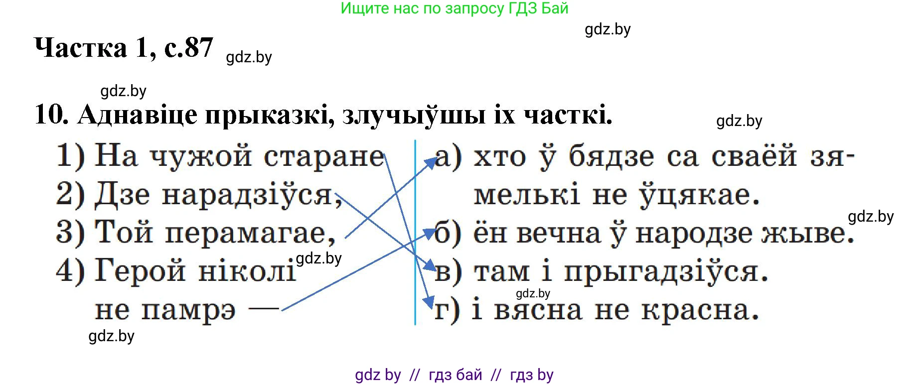 Літаратурнае чытанне, 4 класс Учебник, авторы: Жуковіч Мікалай Васільевіч, Праскаловіч Вольга Уладзіміраўна, издательство Нацыянальны інстытут адукацыі, Минск, 2024, зелёного цвета, Часть 1, страница 87, номер 87, Решение
