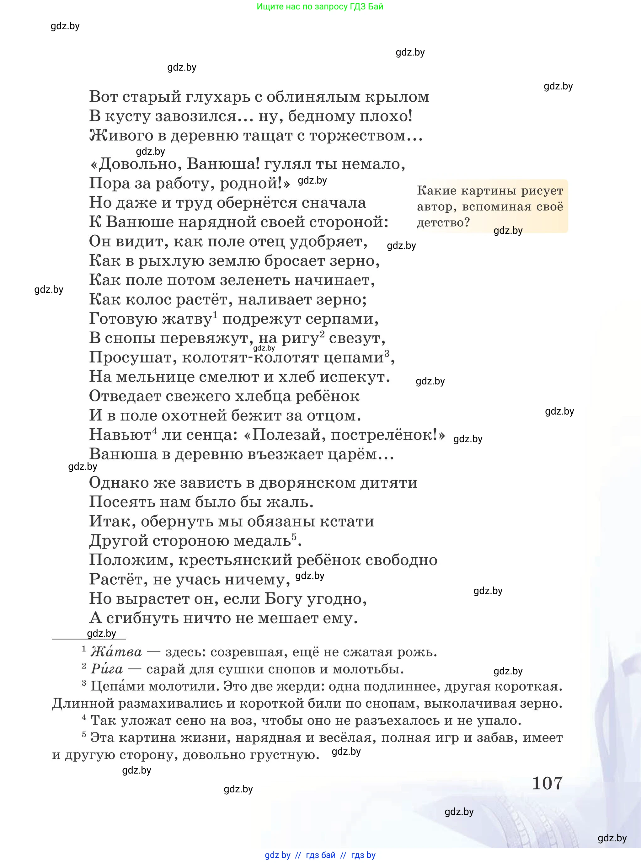 Русская литература, 5 класс Учебник, авторы: Мушинская Тамара Фёдоровна, Перевозная Евгения Васильевна, Каратай Светлана Николаевна, Гаранина Алла Ивановна, издательство Национальный институт образования, Минск, 2019, розового цвета, страница 107