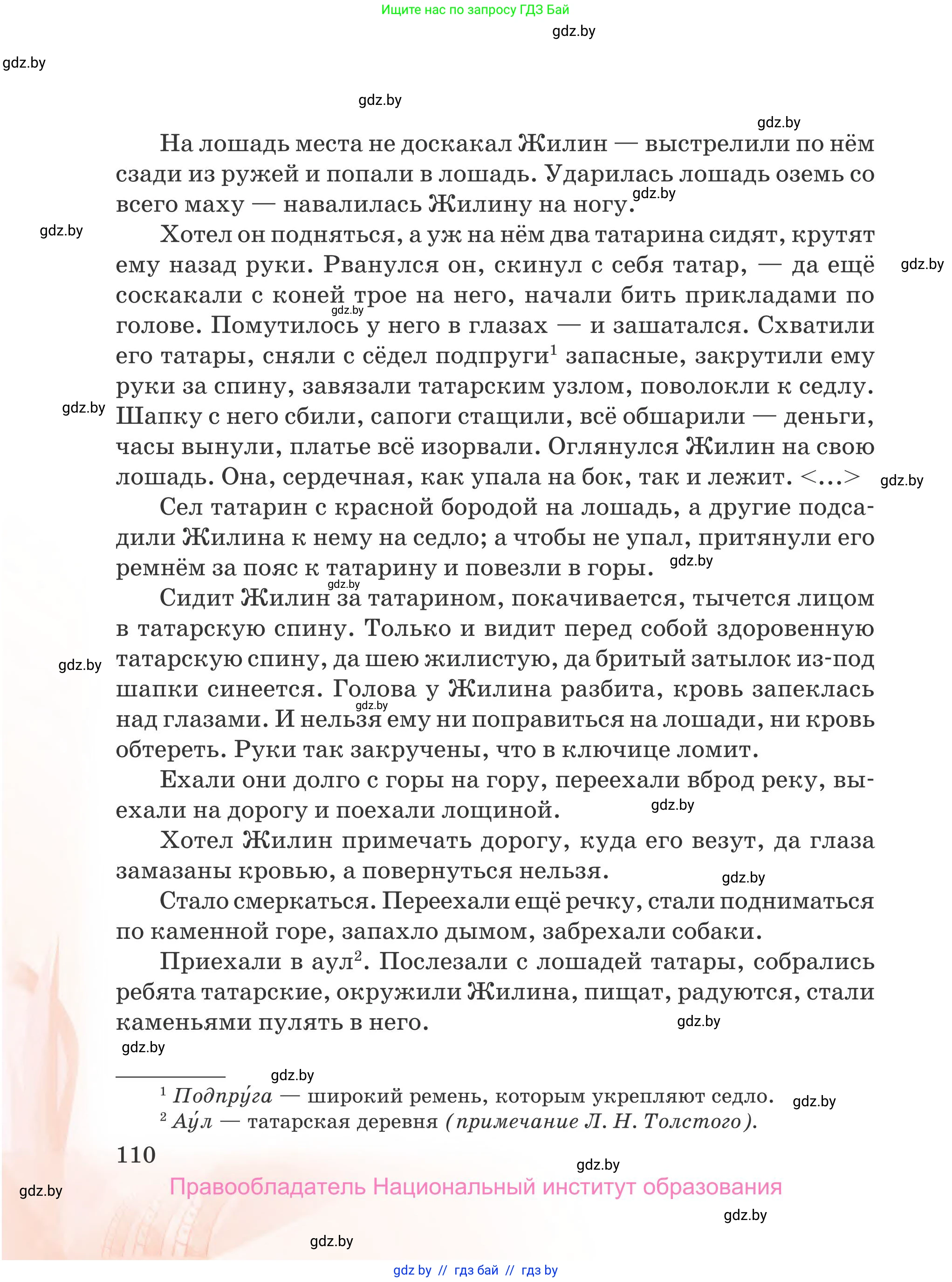 Русская литература, 5 класс Учебник, авторы: Мушинская Тамара Фёдоровна, Перевозная Евгения Васильевна, Каратай Светлана Николаевна, Гаранина Алла Ивановна, издательство Национальный институт образования, Минск, 2019, розового цвета, страница 110
