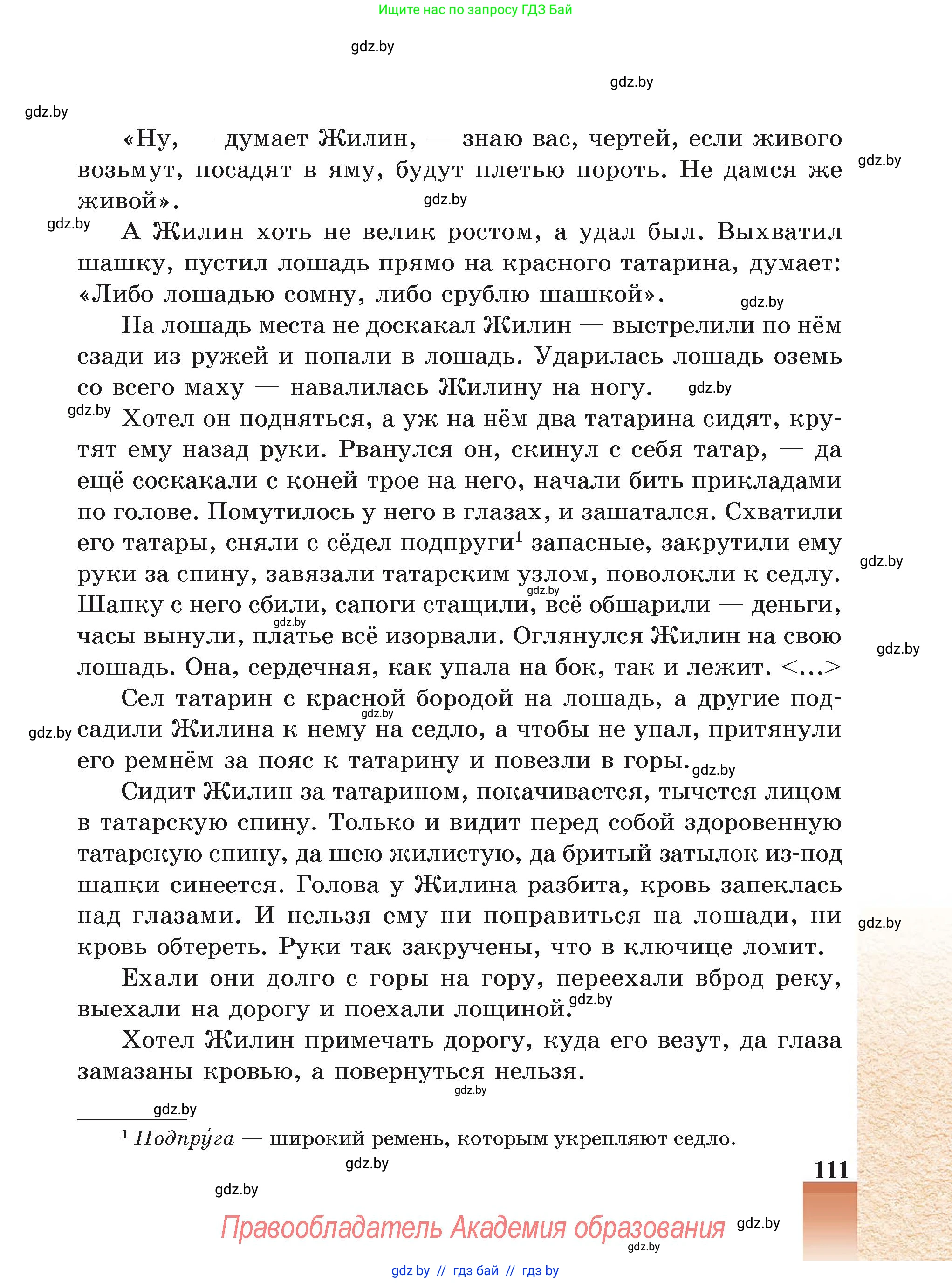 Русская литература, 5 класс Учебник, авторы: Мушинская Тамара Фёдоровна, Перевозная Евгения Васильевна, Каратай Светлана Николаевна, Гаранина Алла Ивановна, Монич И В, издательство Академия образования, Минск, 2025, бежевого цвета, страница 111
