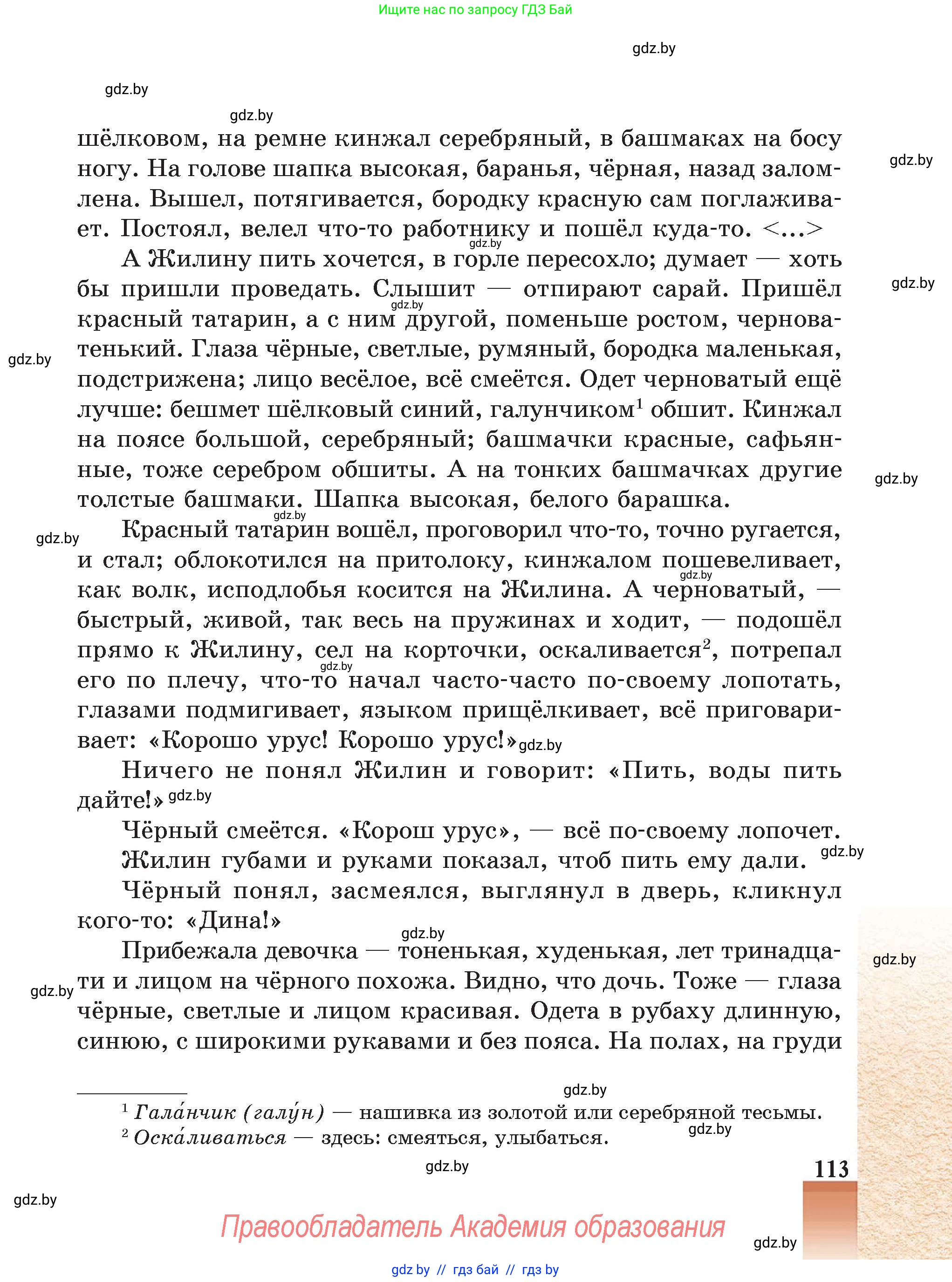 Русская литература, 5 класс Учебник, авторы: Мушинская Тамара Фёдоровна, Перевозная Евгения Васильевна, Каратай Светлана Николаевна, Гаранина Алла Ивановна, Монич И В, издательство Академия образования, Минск, 2025, бежевого цвета, страница 113