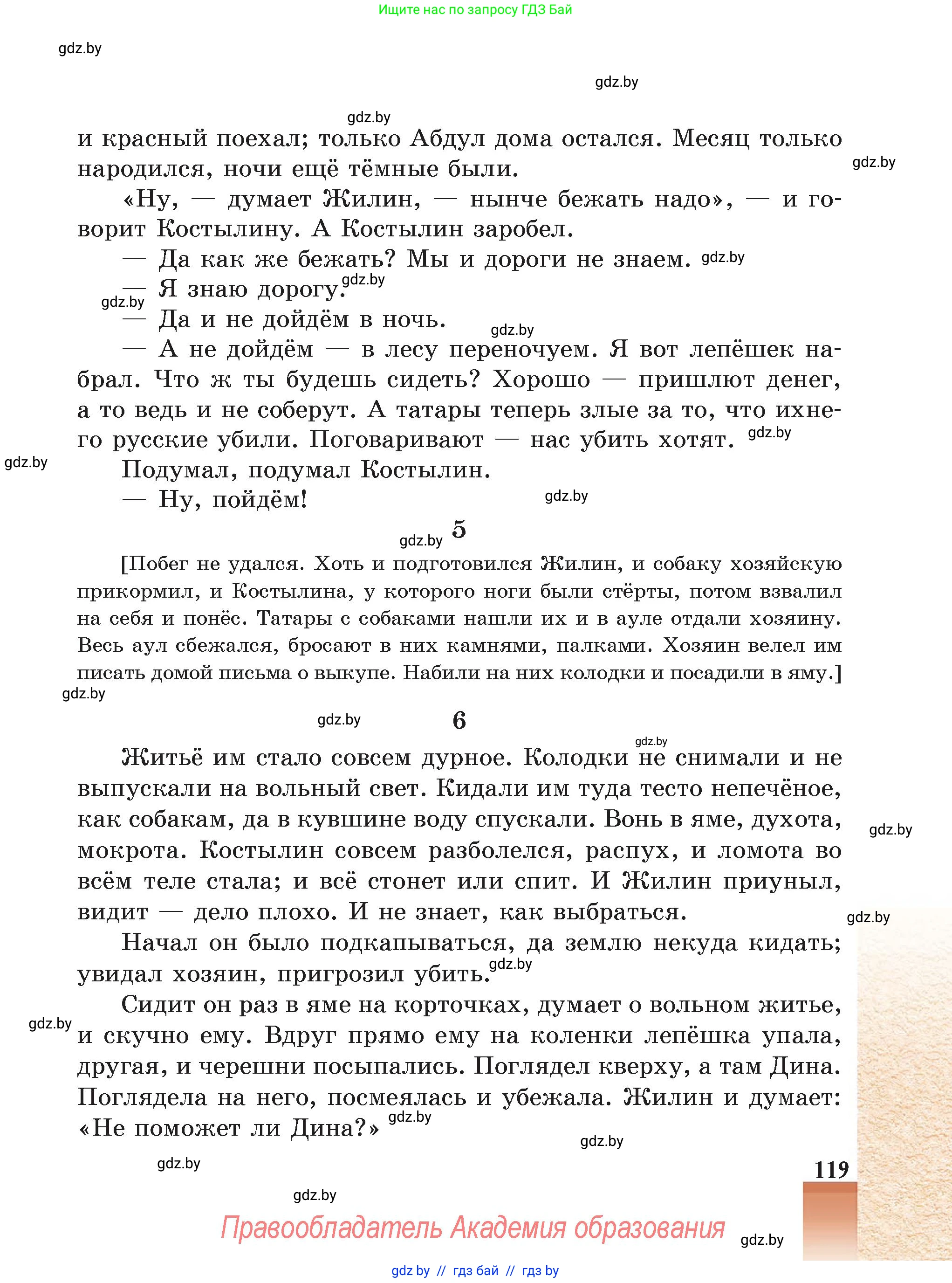 Русская литература, 5 класс Учебник, авторы: Мушинская Тамара Фёдоровна, Перевозная Евгения Васильевна, Каратай Светлана Николаевна, Гаранина Алла Ивановна, Монич И В, издательство Академия образования, Минск, 2025, бежевого цвета, страница 119