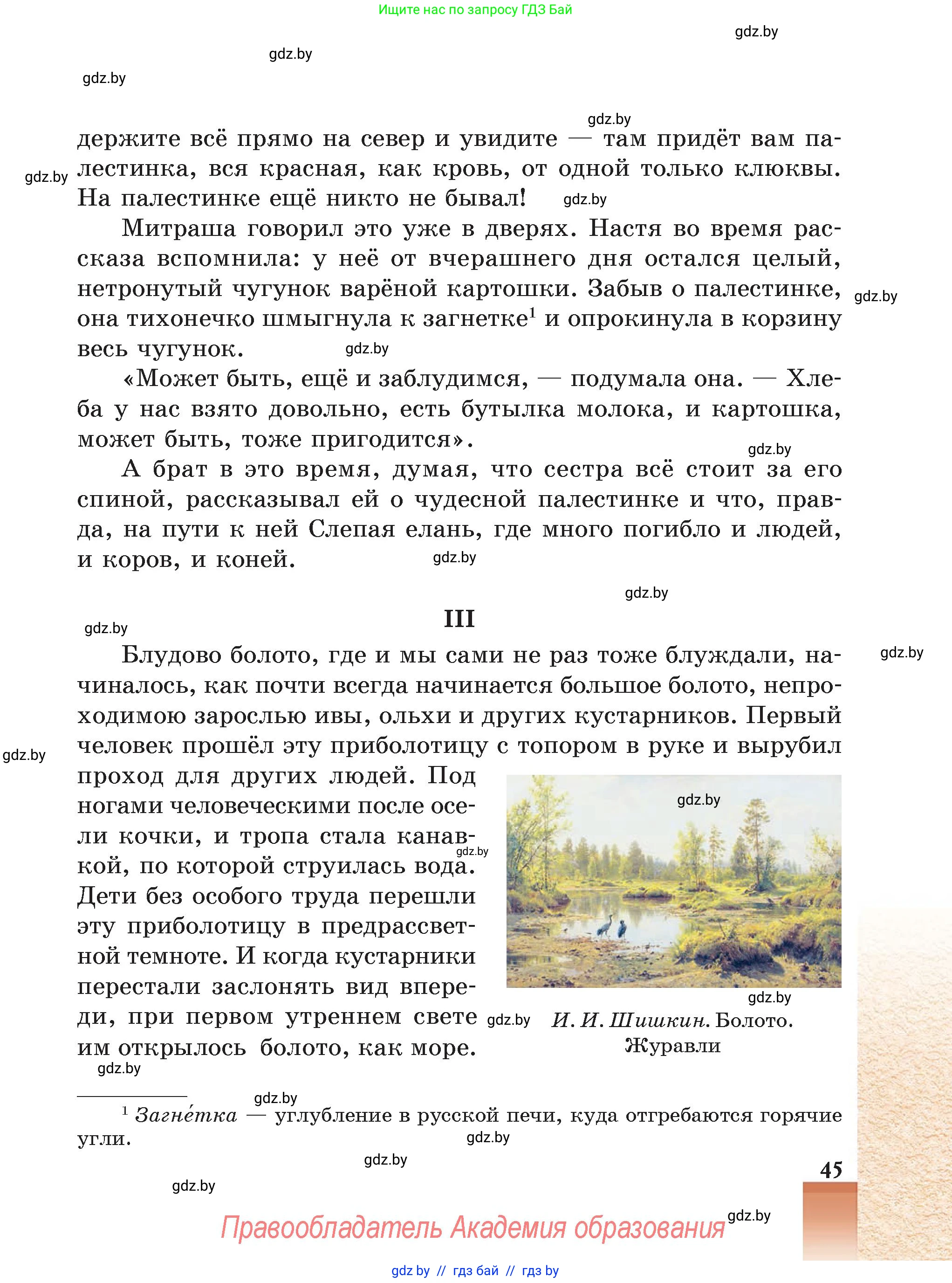 Русская литература, 5 класс Учебник, авторы: Мушинская Тамара Фёдоровна, Перевозная Евгения Васильевна, Каратай Светлана Николаевна, Гаранина Алла Ивановна, Монич И В, издательство Академия образования, Минск, 2025, бежевого цвета, страница 45