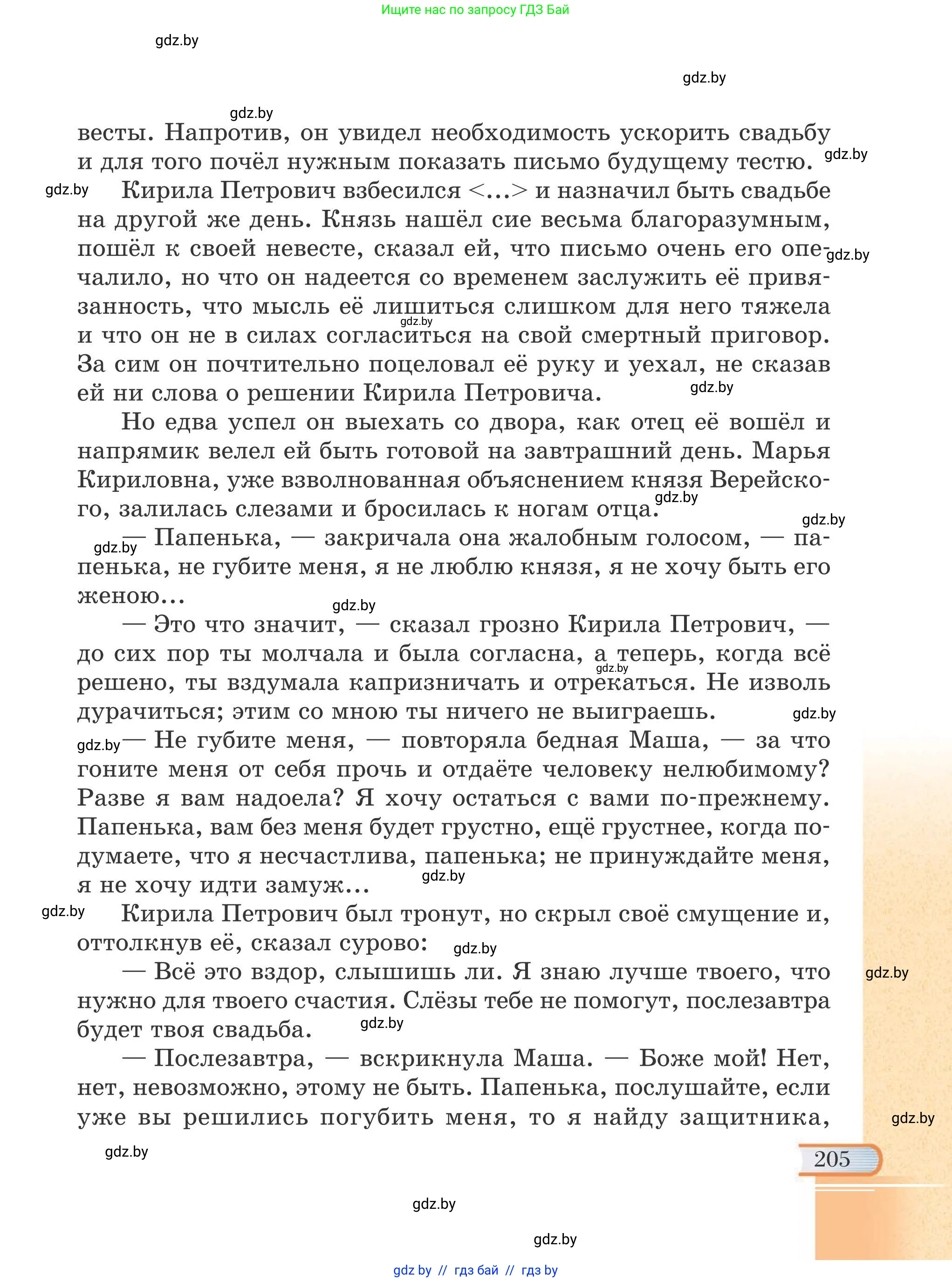 Русская литература, 6 класс Учебник, авторы: Захарова Светлана Николаевна, Юстинская Гюльнара Мансуровна, издательство Национальный институт образования, Минск, 2019, бежевого цвета, страница 205