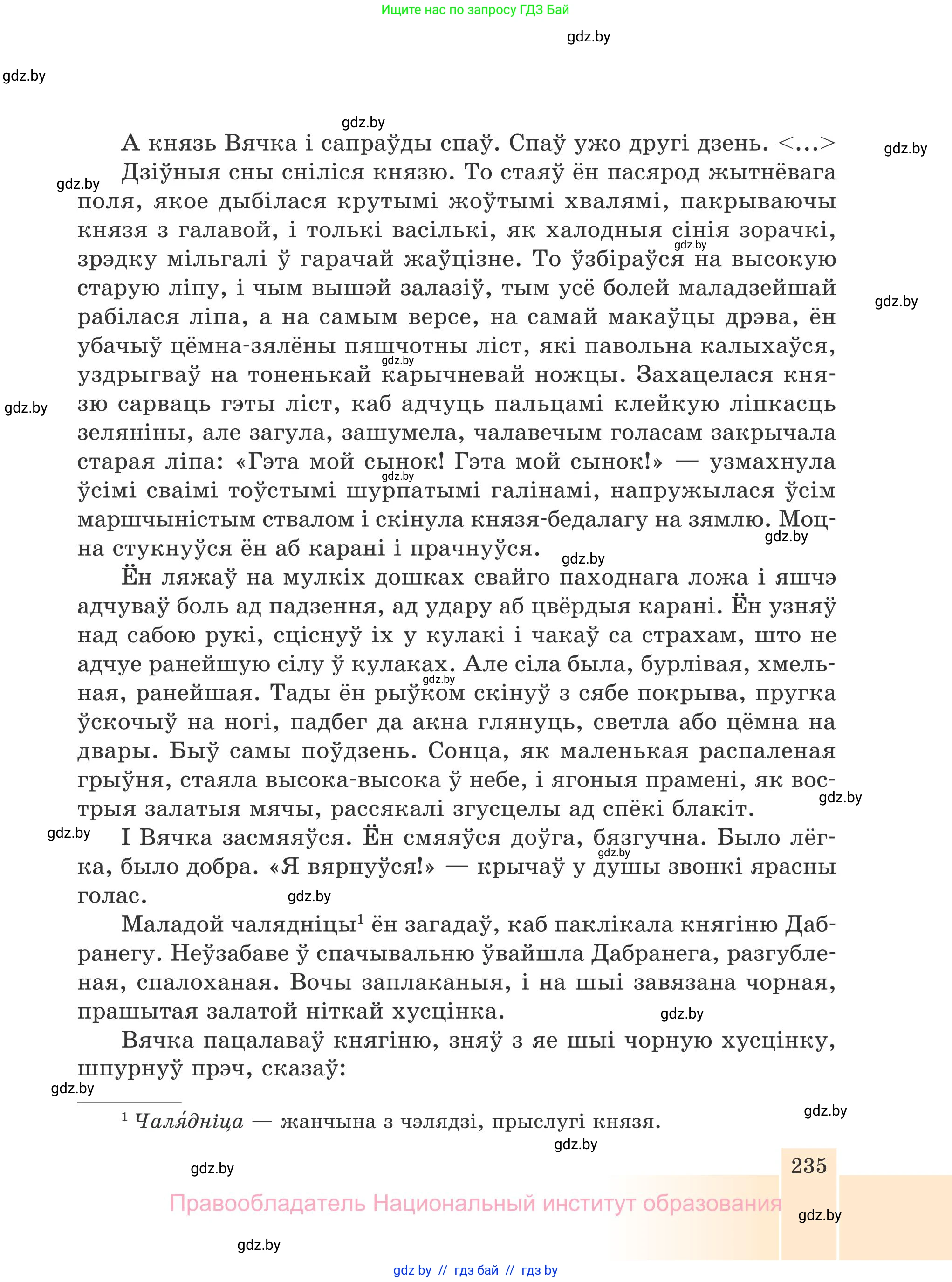 Белорусская литература (Беларуская літаратура), 7 класс Учебник, авторы: Лазарук Міхаіл Арсеньевіч, Логінава Таццяна Уладзіміраўна, Сухава Галіна Анатольеўна, издательство Нацыянальны інстытут адукацыі, Минск, 2023, салатового цвета, страница 235
