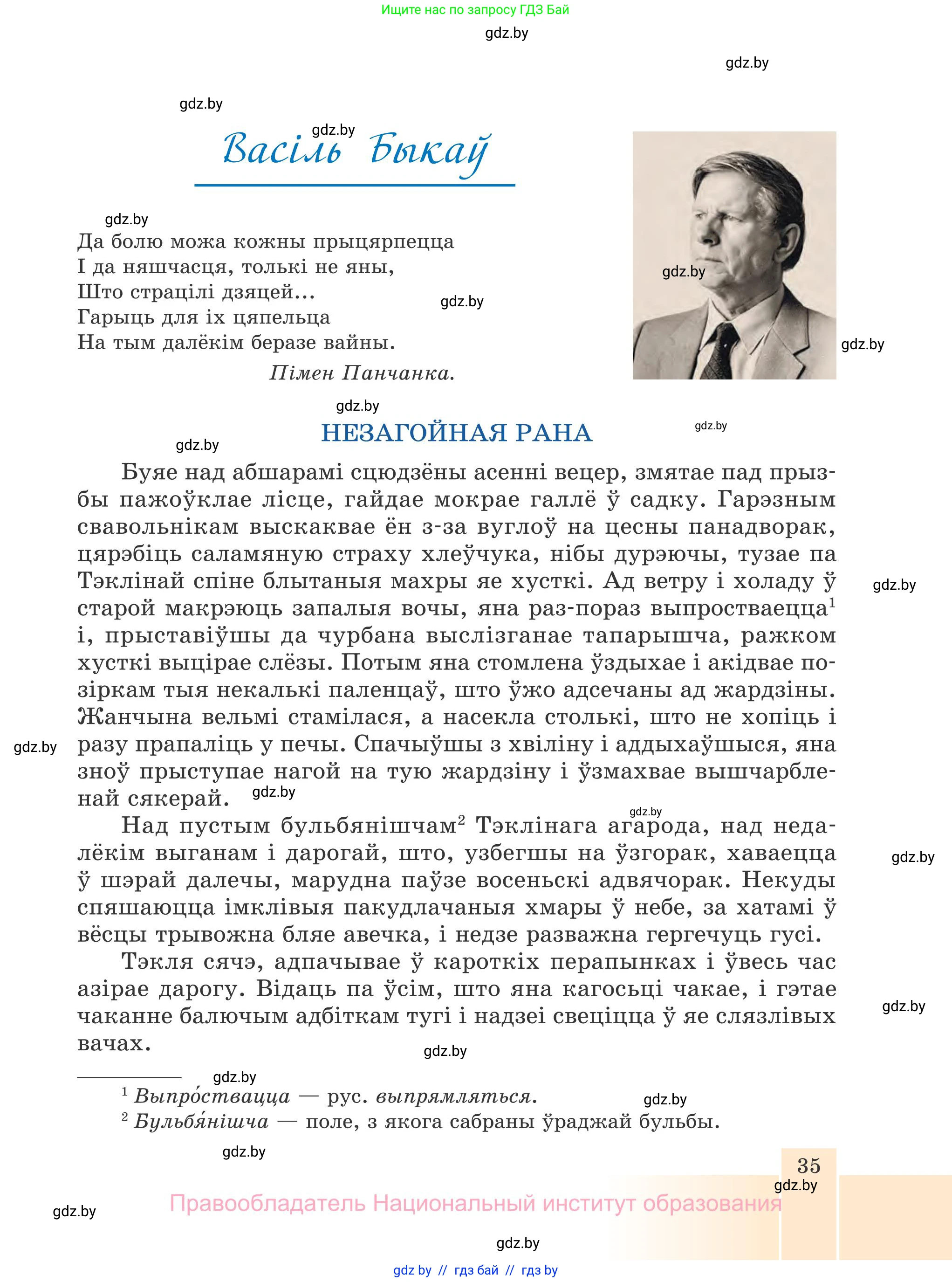 Белорусская литература (Беларуская літаратура), 7 класс Учебник, авторы: Лазарук Міхаіл Арсеньевіч, Логінава Таццяна Уладзіміраўна, Сухава Галіна Анатольеўна, издательство Нацыянальны інстытут адукацыі, Минск, 2023, салатового цвета, страница 35