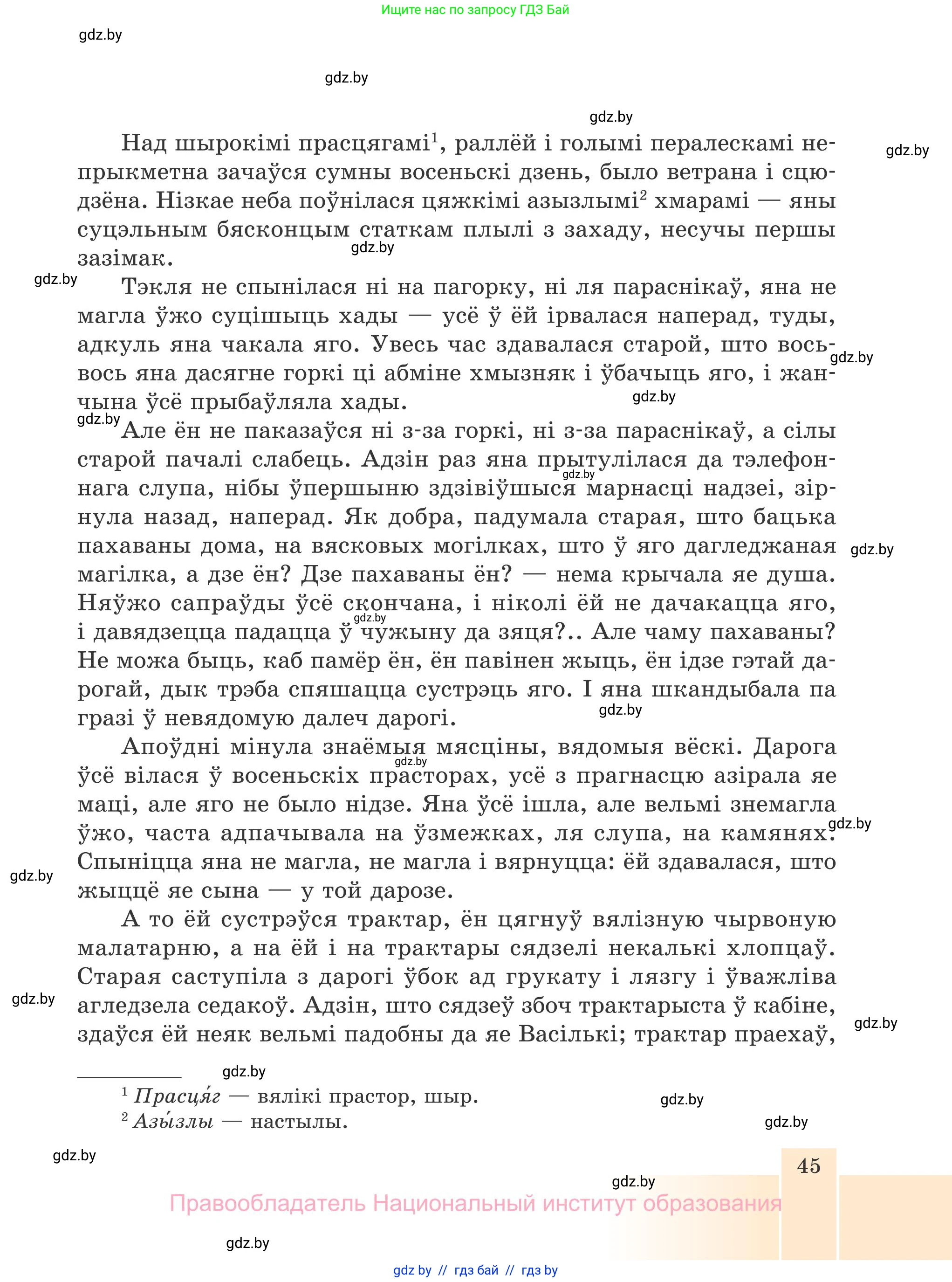 Белорусская литература (Беларуская літаратура), 7 класс Учебник, авторы: Лазарук Міхаіл Арсеньевіч, Логінава Таццяна Уладзіміраўна, Сухава Галіна Анатольеўна, издательство Нацыянальны інстытут адукацыі, Минск, 2023, салатового цвета, страница 45