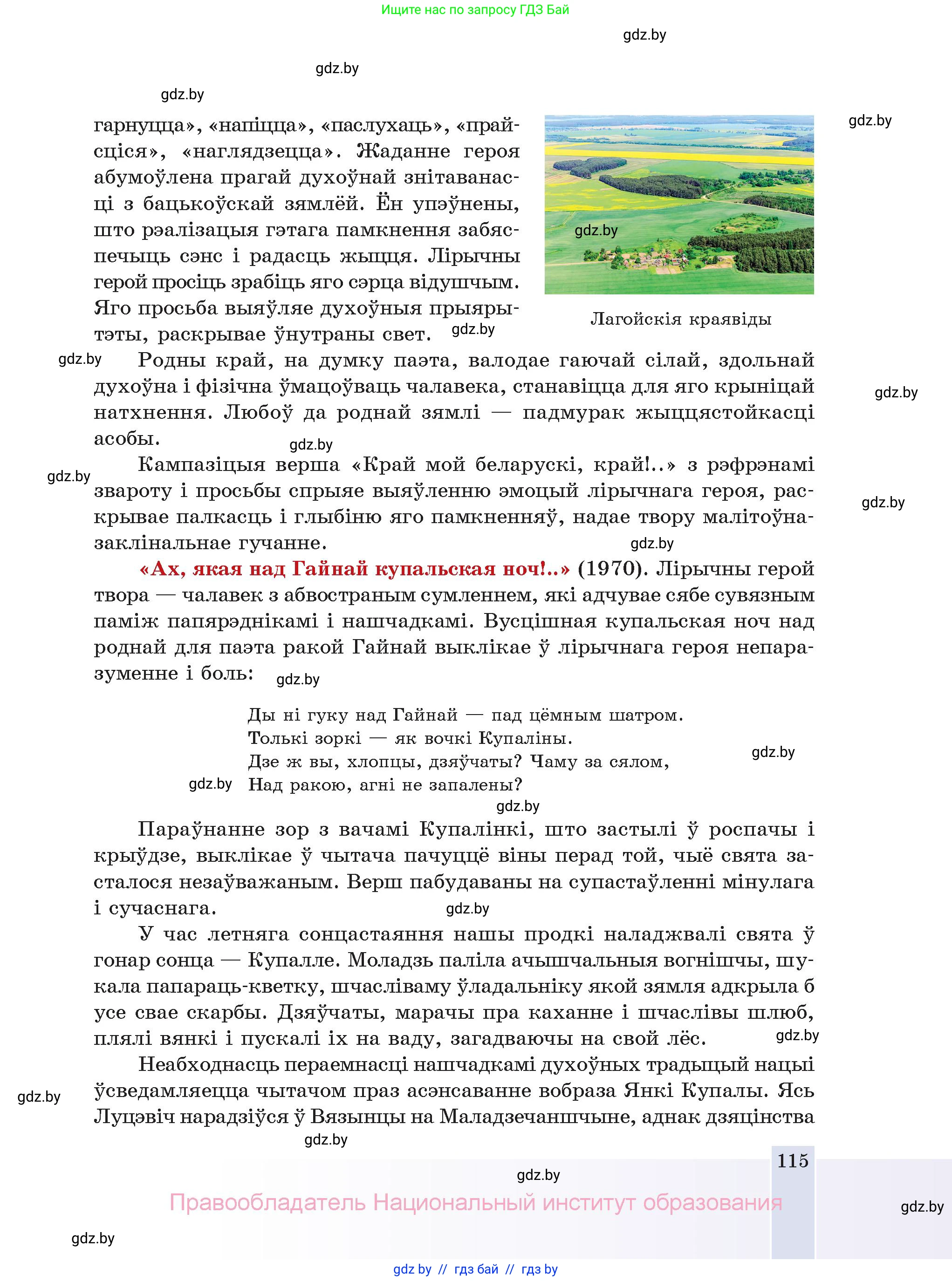Белорусская литература (Беларуская літаратура), 11 класс Учебник, авторы: Мельнікава Зоя Пятроўна, Ішчанка Галіна Мікалаеўна, Мішчанчук Ірына Мікалаеўна, Садко Л М, Смаль В М, Кавалюк А С, Сенькавец У А, Тарасава Т М, издательство Нацыянальны інстытут адукацыі, Минск, 2021, зелёного цвета, страница 115