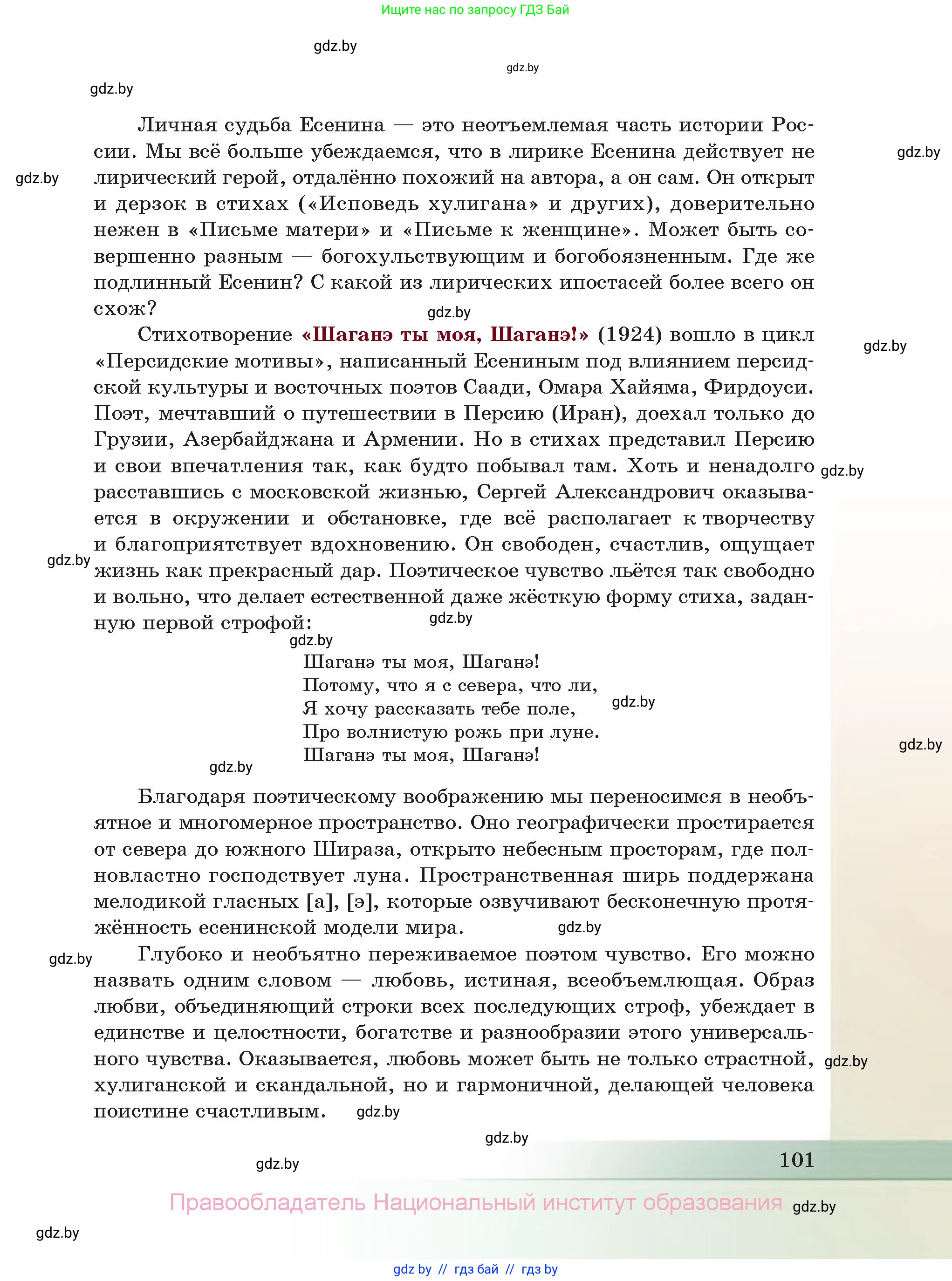Русская литература, 11 класс Учебник, авторы: Сенькевич Татьяна Васильевна, Капшай Наталья Павловна, Кушнерёва Людмила Алексеевна, Темушева Екатерина Александровна, издательство Национальный институт образования, Минск, 2021, страница 101