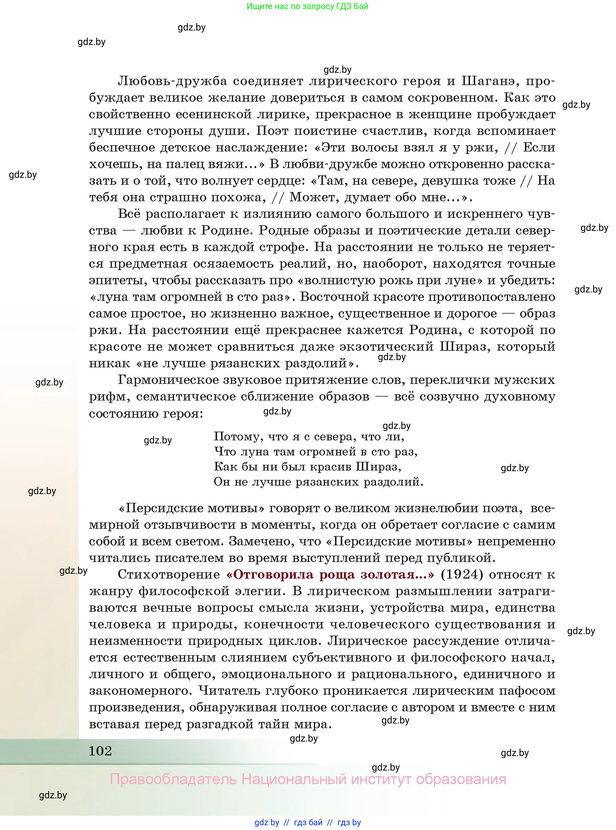 Русская литература, 11 класс Учебник, авторы: Сенькевич Татьяна Васильевна, Капшай Наталья Павловна, Кушнерёва Людмила Алексеевна, Темушева Екатерина Александровна, издательство Национальный институт образования, Минск, 2021, страница 102
