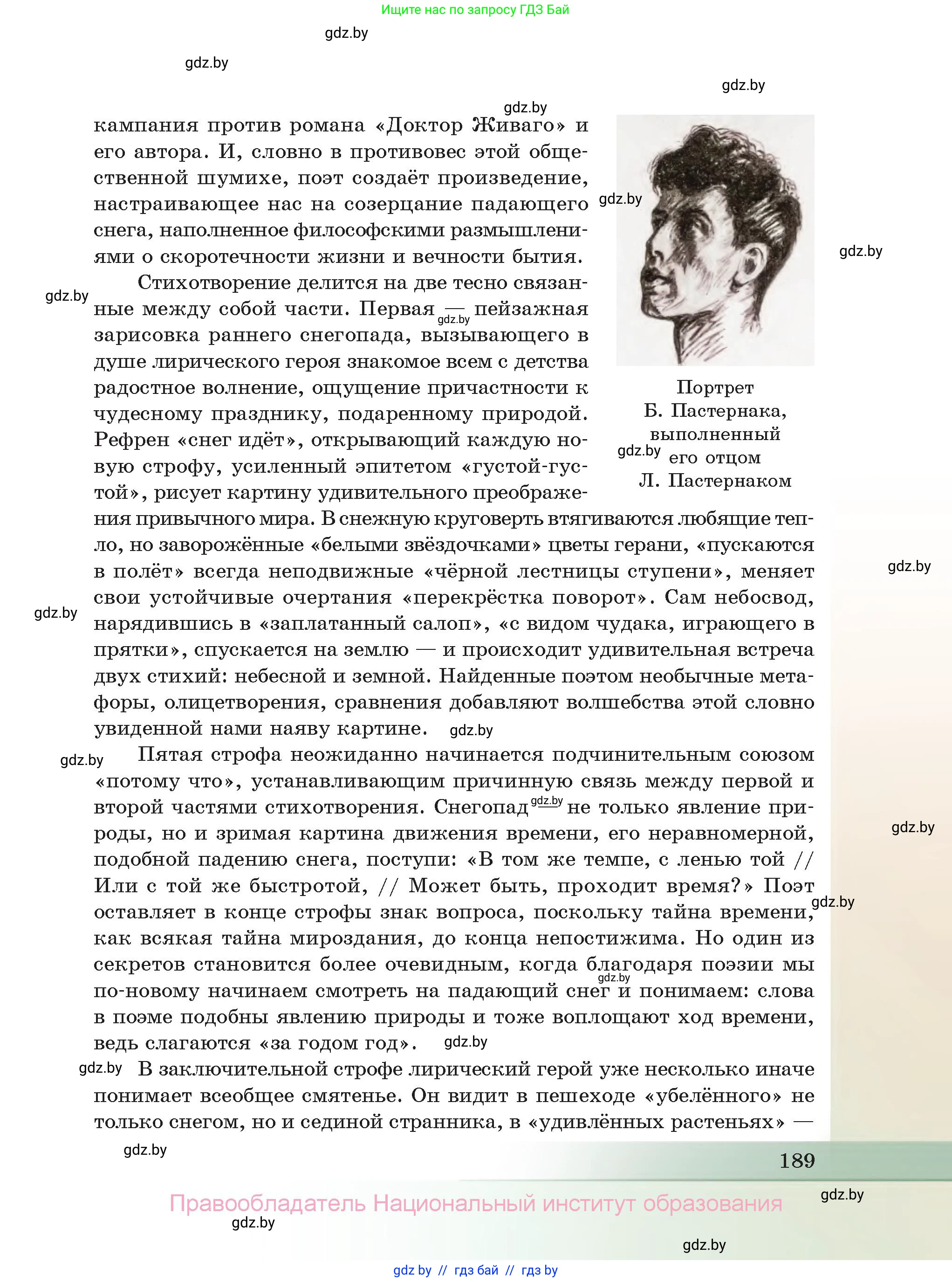 Русская литература, 11 класс Учебник, авторы: Сенькевич Татьяна Васильевна, Капшай Наталья Павловна, Кушнерёва Людмила Алексеевна, Темушева Екатерина Александровна, издательство Национальный институт образования, Минск, 2021, страница 189