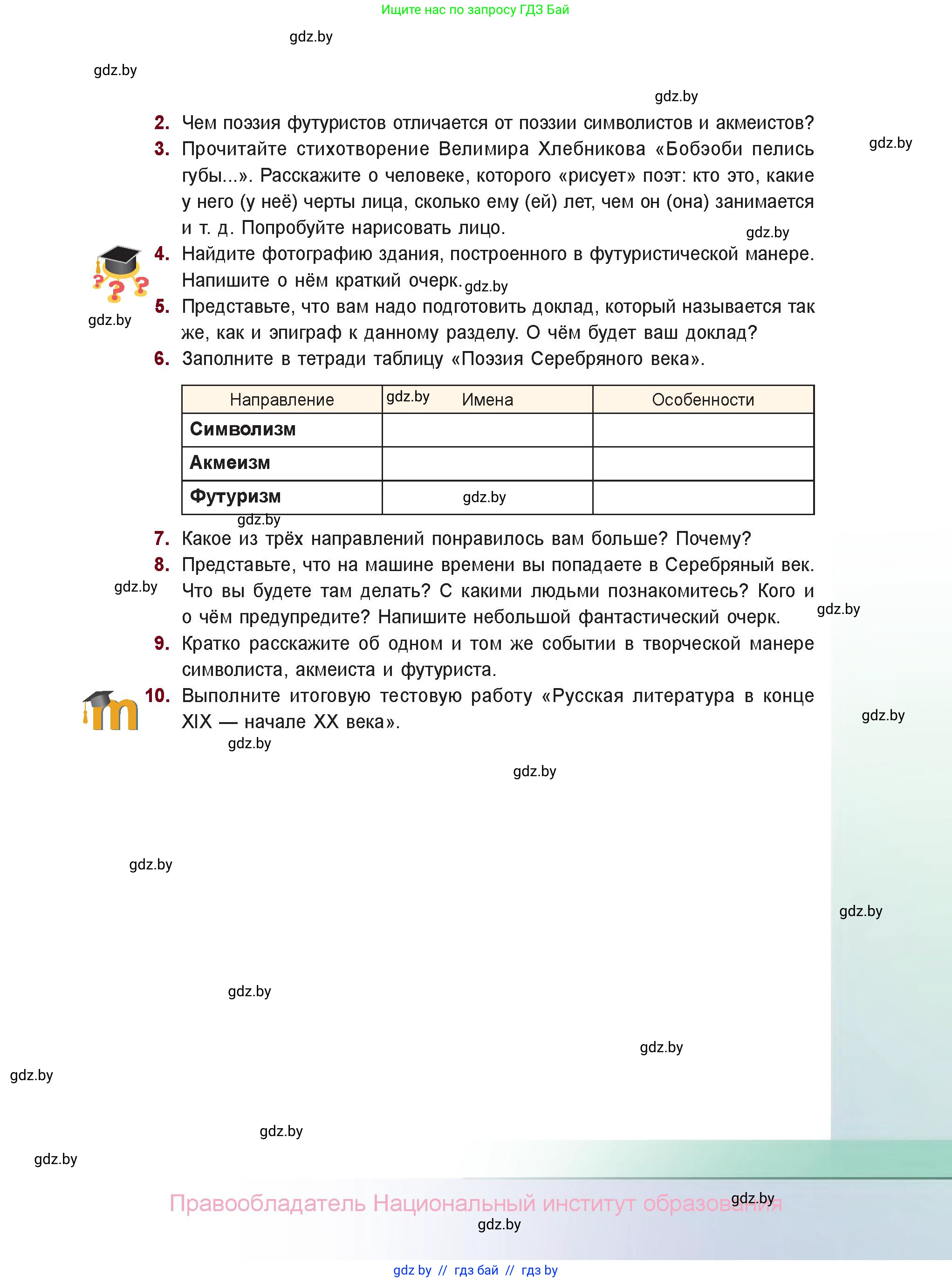 Русская литература, 11 класс Учебник, авторы: Сенькевич Татьяна Васильевна, Капшай Наталья Павловна, Кушнерёва Людмила Алексеевна, Темушева Екатерина Александровна, издательство Национальный институт образования, Минск, 2021, страница 75