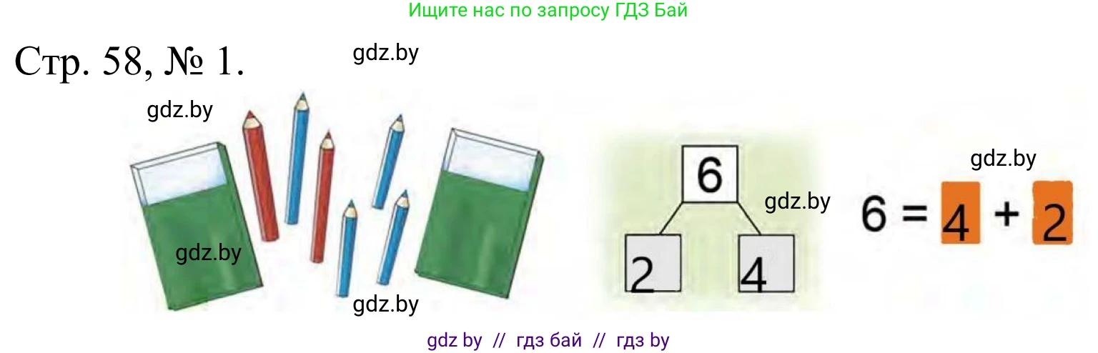 Математика, 1 класс Учебник, авторы: Муравьева Галина Леонидовна, Урбан Мария Анатольевна, издательство Академия образования, Минск, 2024, Часть 1, страница 58, номер 1, Решение