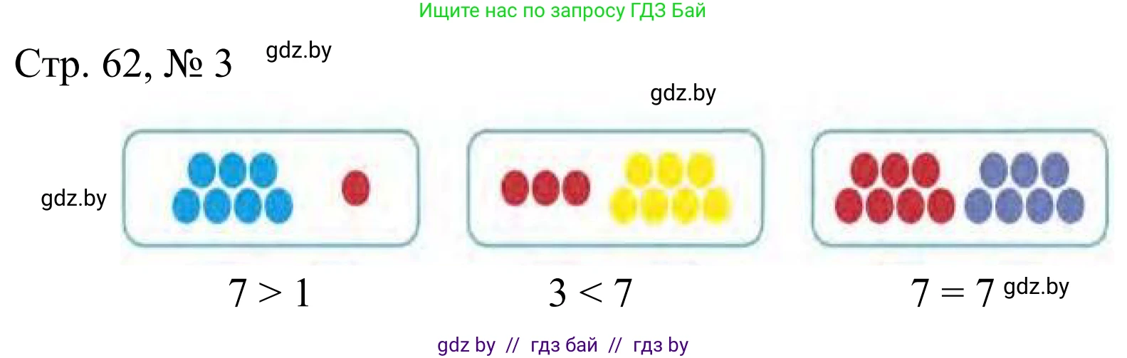Математика, 1 класс Учебник, авторы: Муравьева Галина Леонидовна, Урбан Мария Анатольевна, издательство Академия образования, Минск, 2024, Часть 1, страница 62, номер 3, Решение