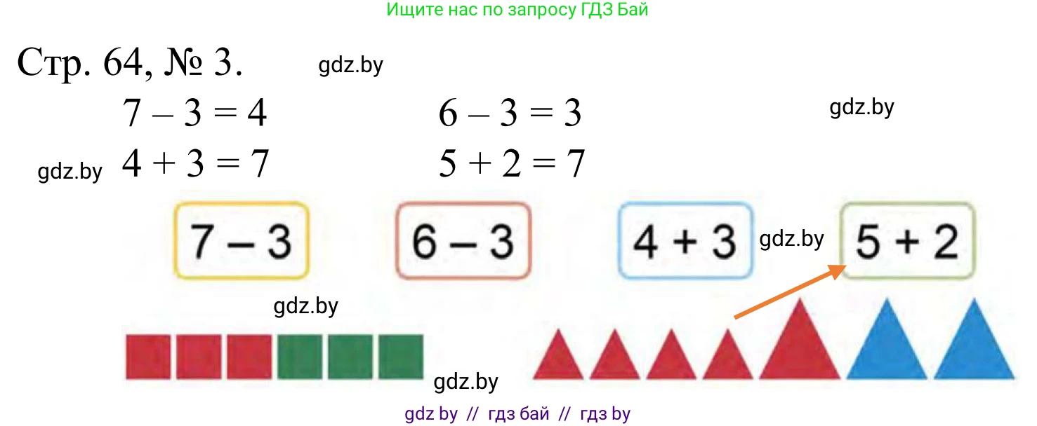 Математика, 1 класс Учебник, авторы: Муравьева Галина Леонидовна, Урбан Мария Анатольевна, издательство Академия образования, Минск, 2024, Часть 1, страница 64, номер 3, Решение