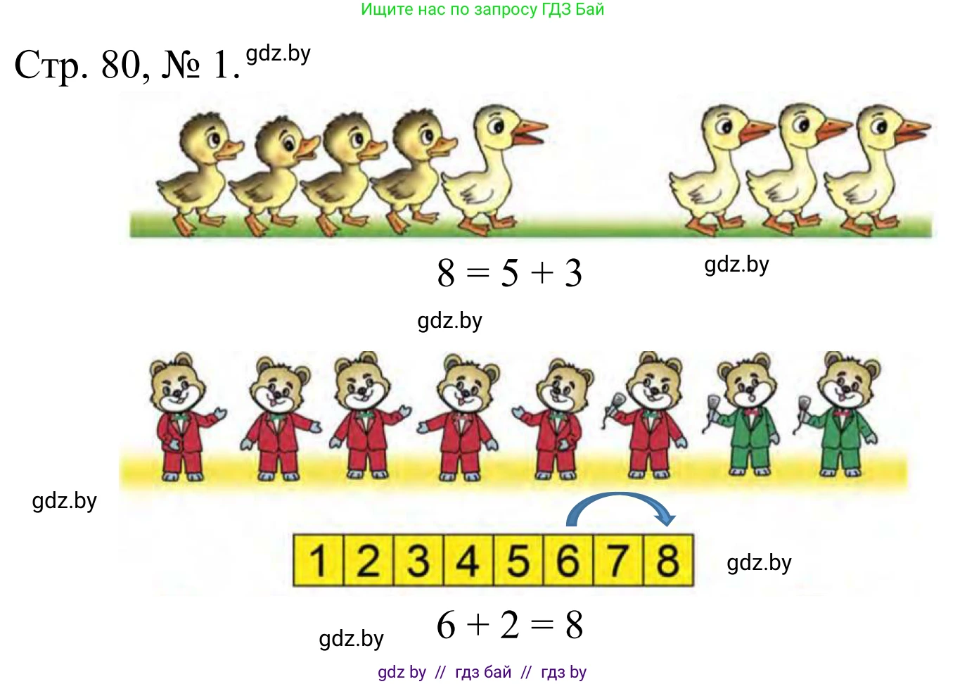 Математика, 1 класс Учебник, авторы: Муравьева Галина Леонидовна, Урбан Мария Анатольевна, издательство Академия образования, Минск, 2024, Часть 1, страница 80, номер 1, Решение