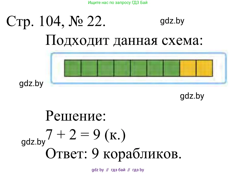 Математика, 1 класс Учебник, авторы: Муравьева Галина Леонидовна, Урбан Мария Анатольевна, издательство Академия образования, Минск, 2024, Часть 1, страница 104, номер 22, Решение