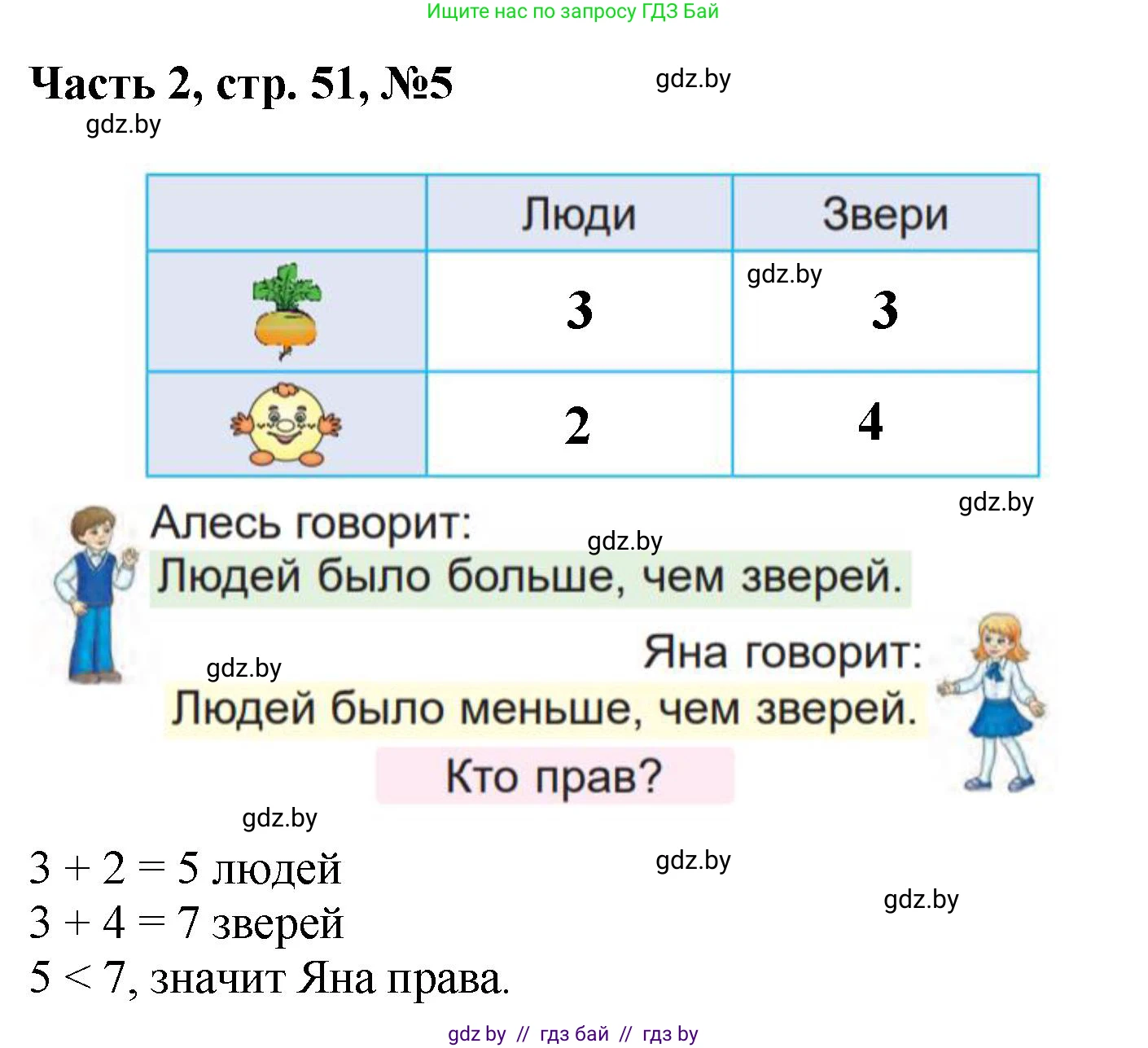 Математика, 1 класс Учебник, авторы: Муравьева Галина Леонидовна, Урбан Мария Анатольевна, издательство Академия образования, Минск, 2024, Часть 2, страница 51, номер 5, Решение