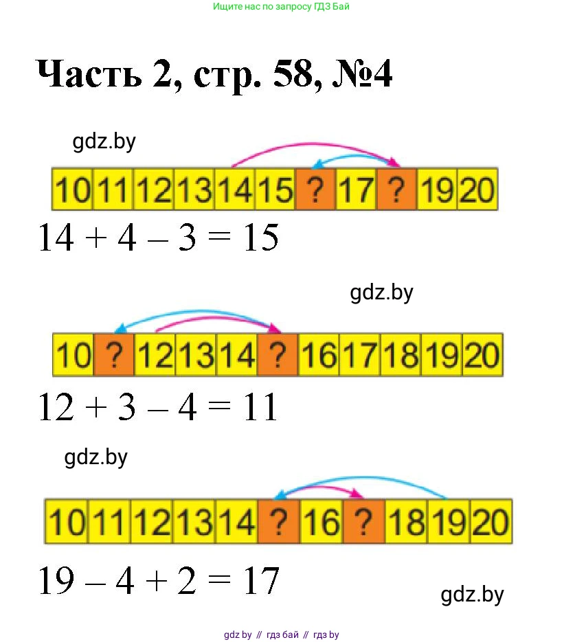 Математика, 1 класс Учебник, авторы: Муравьева Галина Леонидовна, Урбан Мария Анатольевна, издательство Академия образования, Минск, 2024, Часть 2, страница 58, номер 4, Решение