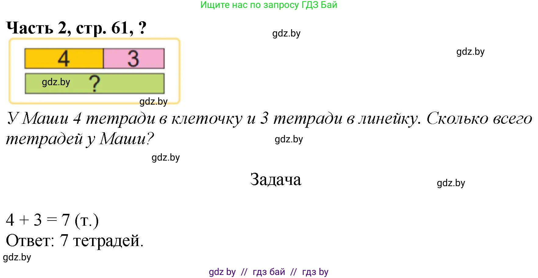 Математика, 1 класс Учебник, авторы: Муравьева Галина Леонидовна, Урбан Мария Анатольевна, издательство Академия образования, Минск, 2024, Часть 2, страница 61, Решение