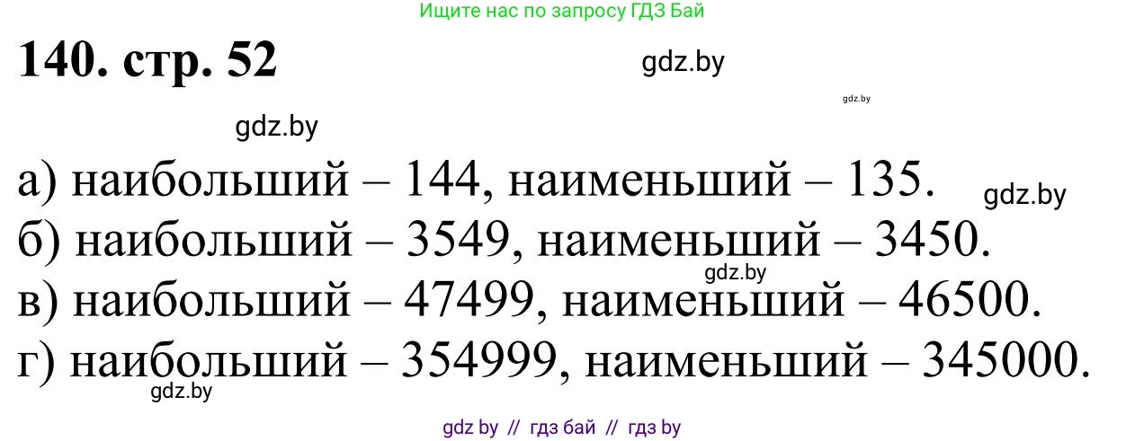 Математика, 5 класс Учебник, авторы: Герасимов Валерий Дмитриевич, Пирютко Ольга Николаевна, Лобанов Александр Павлович, издательство Адукацыя i выхаванне, Минск, 2025, белого цвета, Часть 1, страница 52, номер 140, Решение 2025
