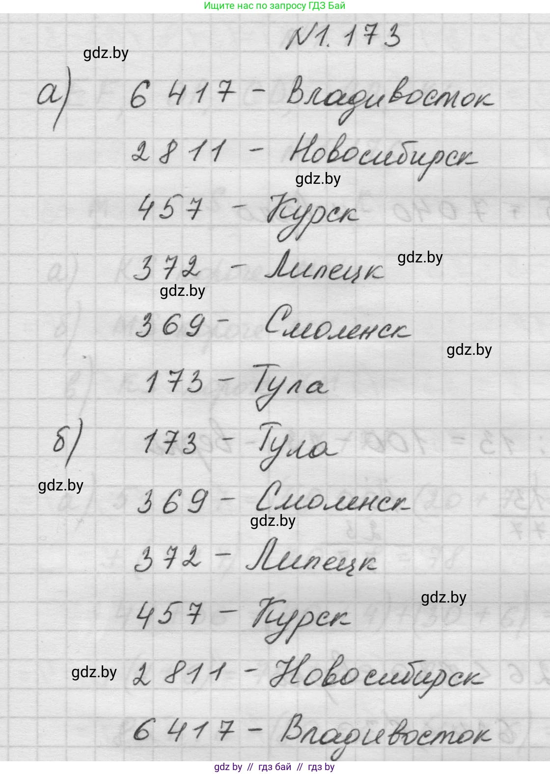 Математика, 5 класс Учебник, авторы: Виленкин Наум Яковлевич, Жохов Владимир Иванович, Чесноков Александр Семёнович, Александрова Лилия Александровна, Шварцбурд Семён Исаакович, издательство Просвещение, Москва, 2023, белого цвета, Часть 1, страница 35, номер 1.173, Решение 1