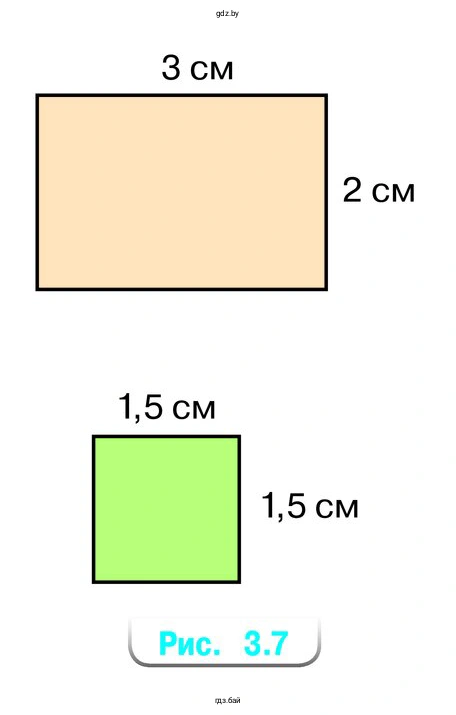 Упражнение 3.105. На рисунке 3.7 изображены два участка земли в масштабе 1 : 50 000. Найдите их действительные размеры, периметр и площадь