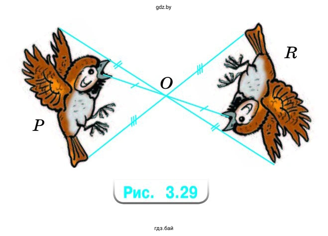 Упражнение 3.129. Рассмотрите рисунок 3.29. Как проверить, что фигуры Р и R на рисунке симметричны относительно точки О
