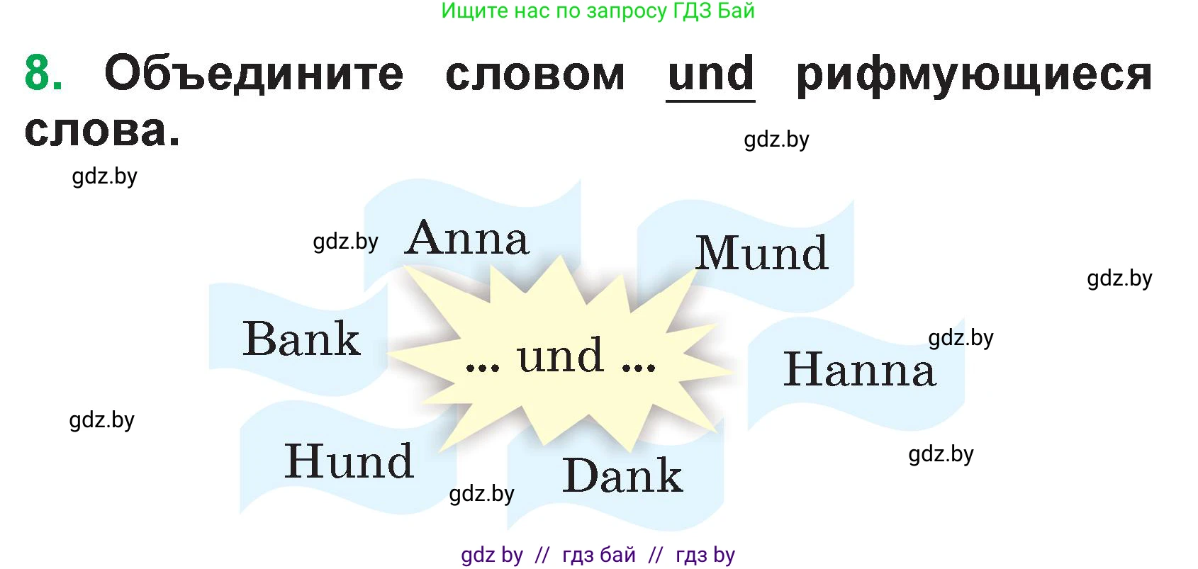 Немецкий язык (Deutsch), 3 класс Учебник (Schülerbuch), авторы: Будько Антонина Филипповна (Budjko Antonina), Урбанович Инна Ювинальевна (Urbanowitsch Ina), издательство Вышэйшая школа, Минск, 2018, бирюзового цвета, Часть 1, страница 11, номер 8, Условие