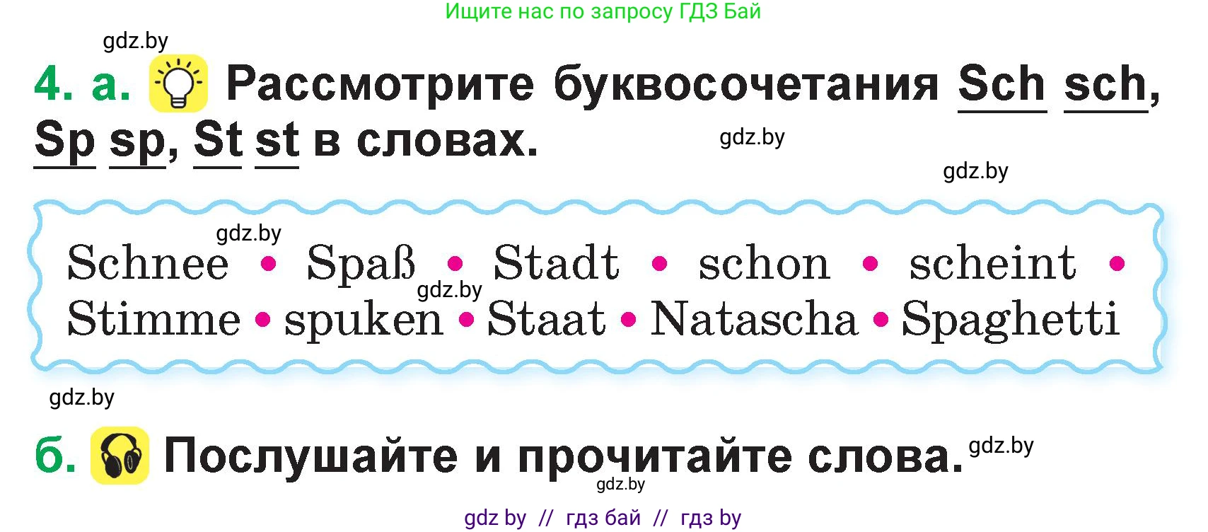 Немецкий язык (Deutsch), 3 класс Учебник (Schülerbuch), авторы: Будько Антонина Филипповна (Budjko Antonina), Урбанович Инна Ювинальевна (Urbanowitsch Ina), издательство Вышэйшая школа, Минск, 2018, бирюзового цвета, Часть 1, страница 24, номер 4, Условие
