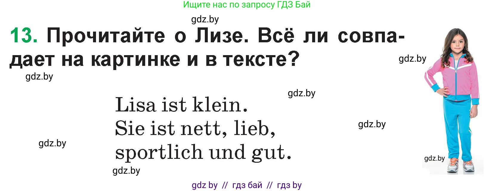 Немецкий язык (Deutsch), 3 класс Учебник (Schülerbuch), авторы: Будько Антонина Филипповна (Budjko Antonina), Урбанович Инна Ювинальевна (Urbanowitsch Ina), издательство Вышэйшая школа, Минск, 2018, бирюзового цвета, Часть 1, страница 32, номер 13, Условие