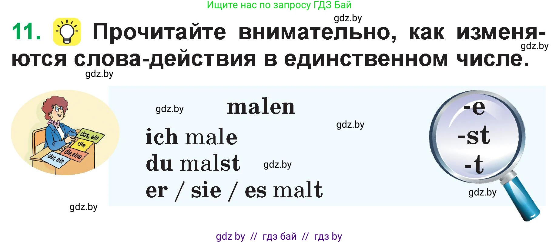 Немецкий язык (Deutsch), 3 класс Учебник (Schülerbuch), авторы: Будько Антонина Филипповна (Budjko Antonina), Урбанович Инна Ювинальевна (Urbanowitsch Ina), издательство Вышэйшая школа, Минск, 2018, бирюзового цвета, Часть 1, страница 37, номер 11, Условие